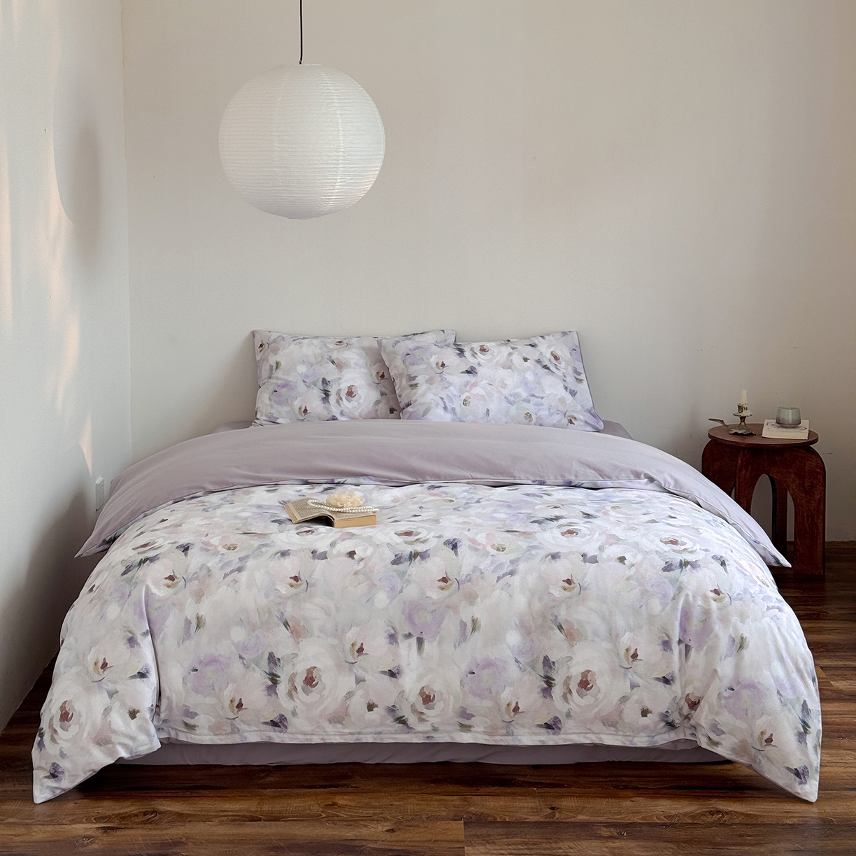 窝米 2025新款全棉火山磨毛花卉系列四件套-第二批 心柔粉