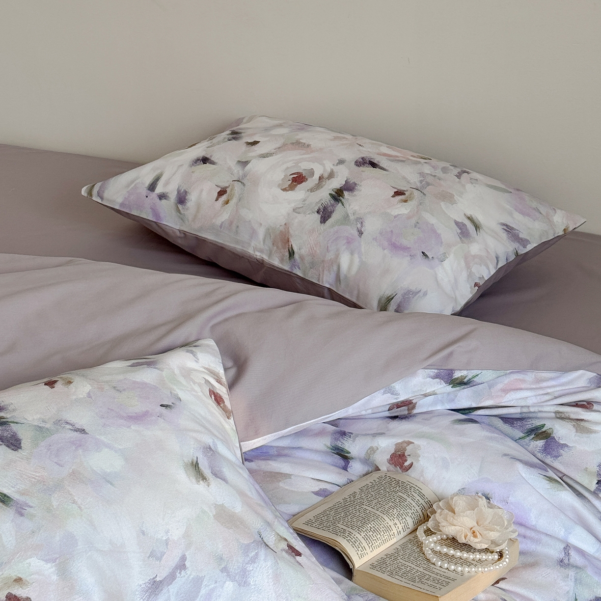 91家纺网 家纺一手货源 找家纺 窝米 2025新款全棉火山磨毛花卉系列四件套-第二批 心柔粉