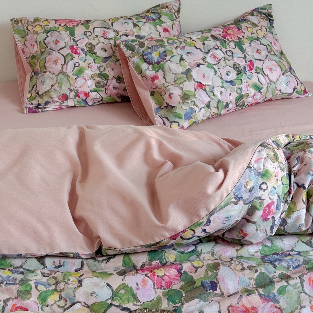 91家纺网 家纺一手货源 找家纺 窝米 2025新款全棉火山磨毛花卉系列四件套-第二批 兰朵绿