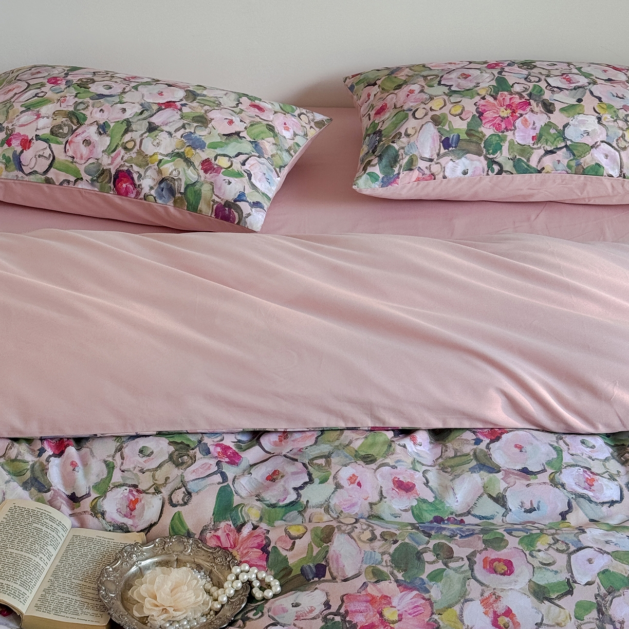 91家纺网 家纺一手货源 找家纺 窝米 2025新款全棉火山磨毛花卉系列四件套-第二批 兰朵绿