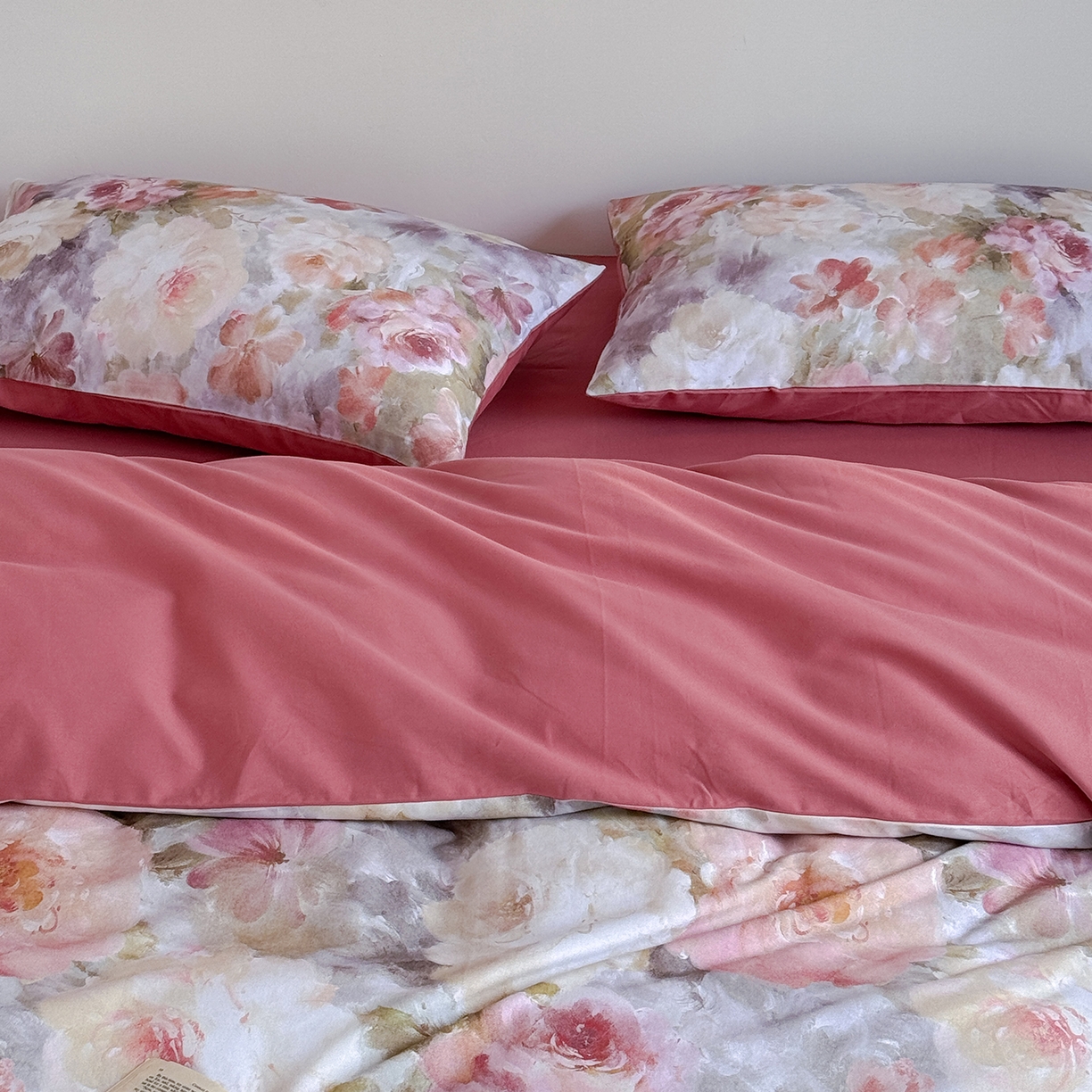 91家纺网 家纺一手货源 找家纺 窝米 2025新款全棉火山磨毛花卉系列四件套-第二批 雾祷桔