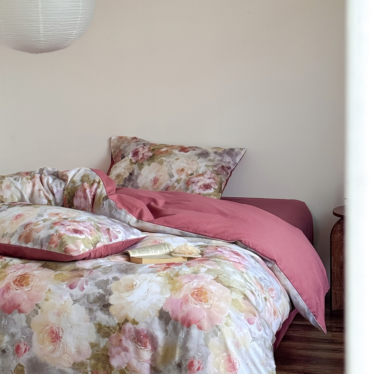 91家纺网 家纺一手货源 找家纺 窝米 2025新款全棉火山磨毛花卉系列四件套-第二批 雾祷桔