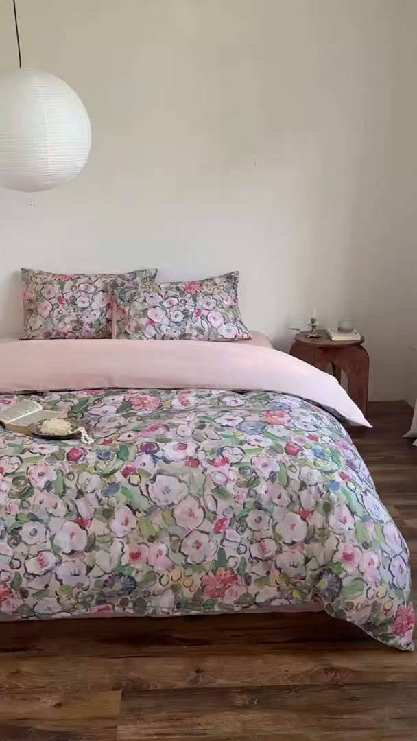 91家纺网 家纺一手货源 找家纺 窝米 2025新款全棉火山磨毛花卉系列四件套-第二批 兰朵绿