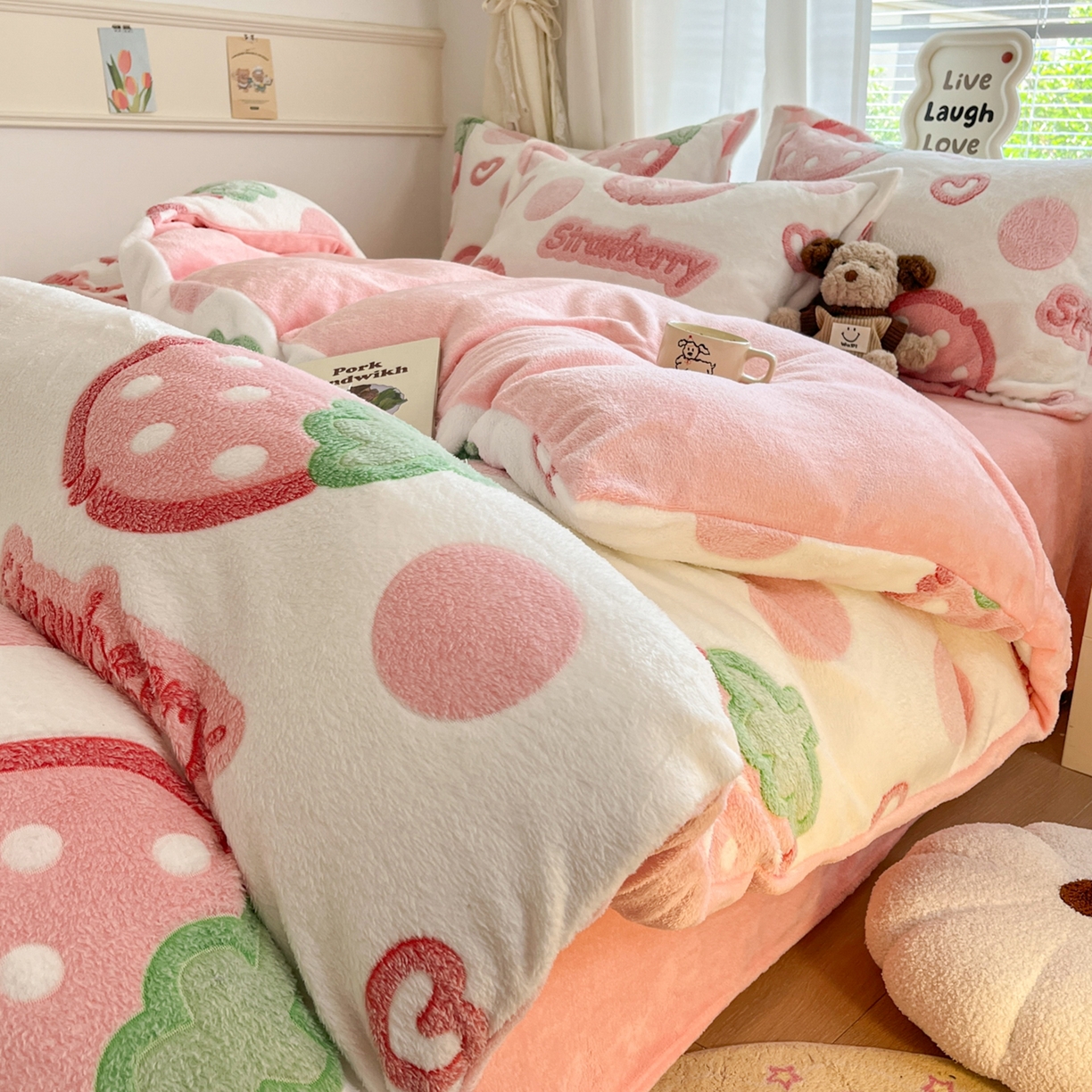 91家纺网 家纺一手货源 找家纺 （总）川悦生活 2025新款立体雪花绒印花大床四件套系列一场景二