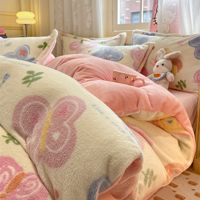 91家纺网 家纺一手货源 找家纺 （总）川悦生活 2025新款立体雪花绒印花大床四件套系列一场景二