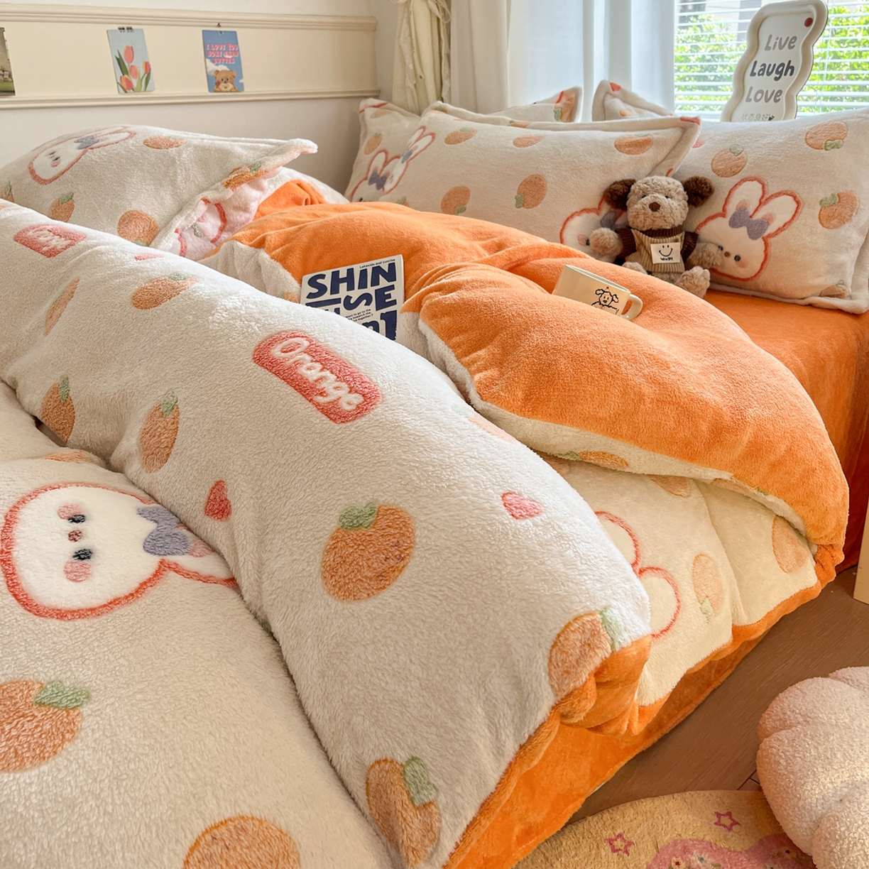 91家纺网 家纺一手货源 找家纺 （总）川悦生活 2025新款立体雪花绒印花大床四件套系列一场景二