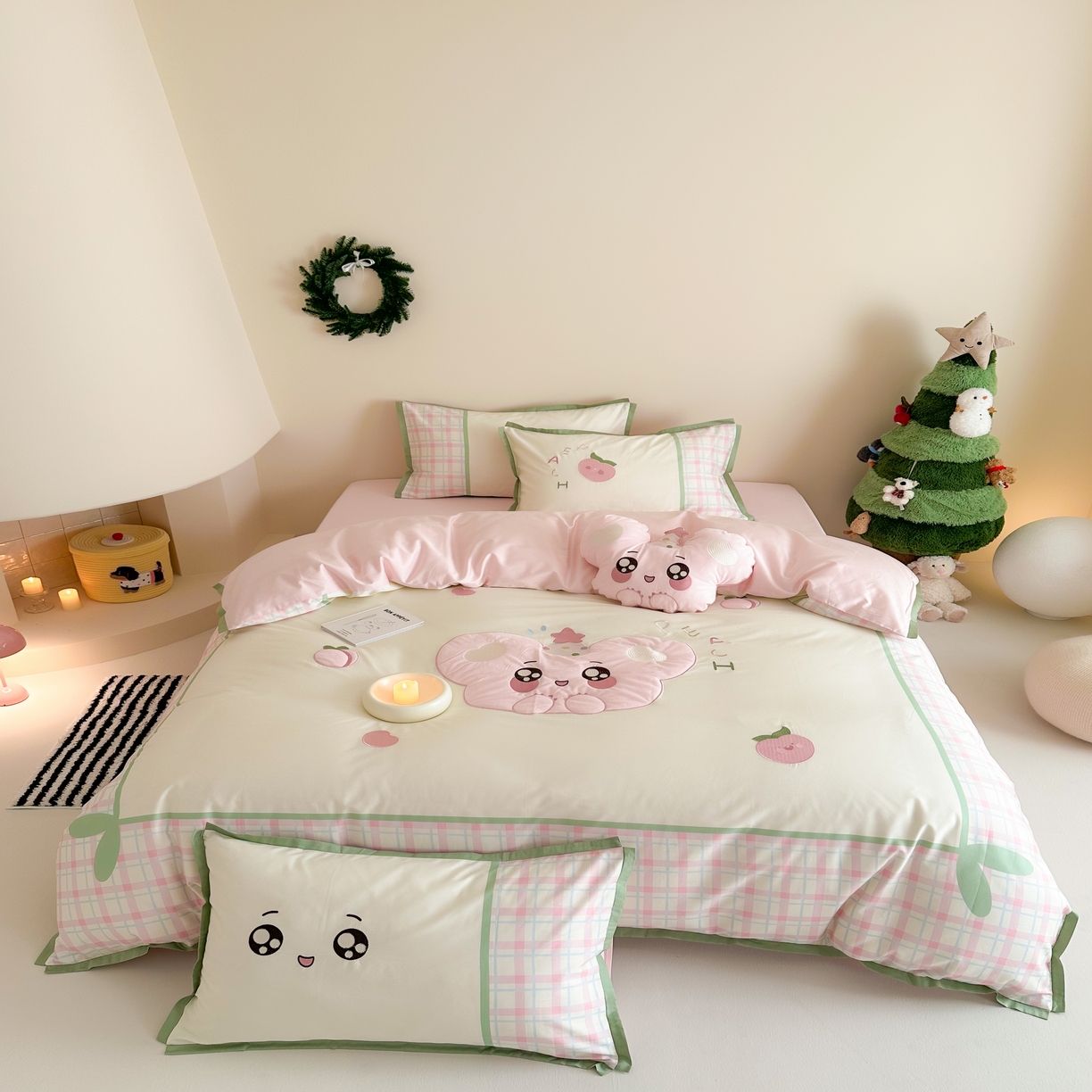 （总）西西家居 2025新款100只澳棉长绒棉四件套-蜜桃啵啵