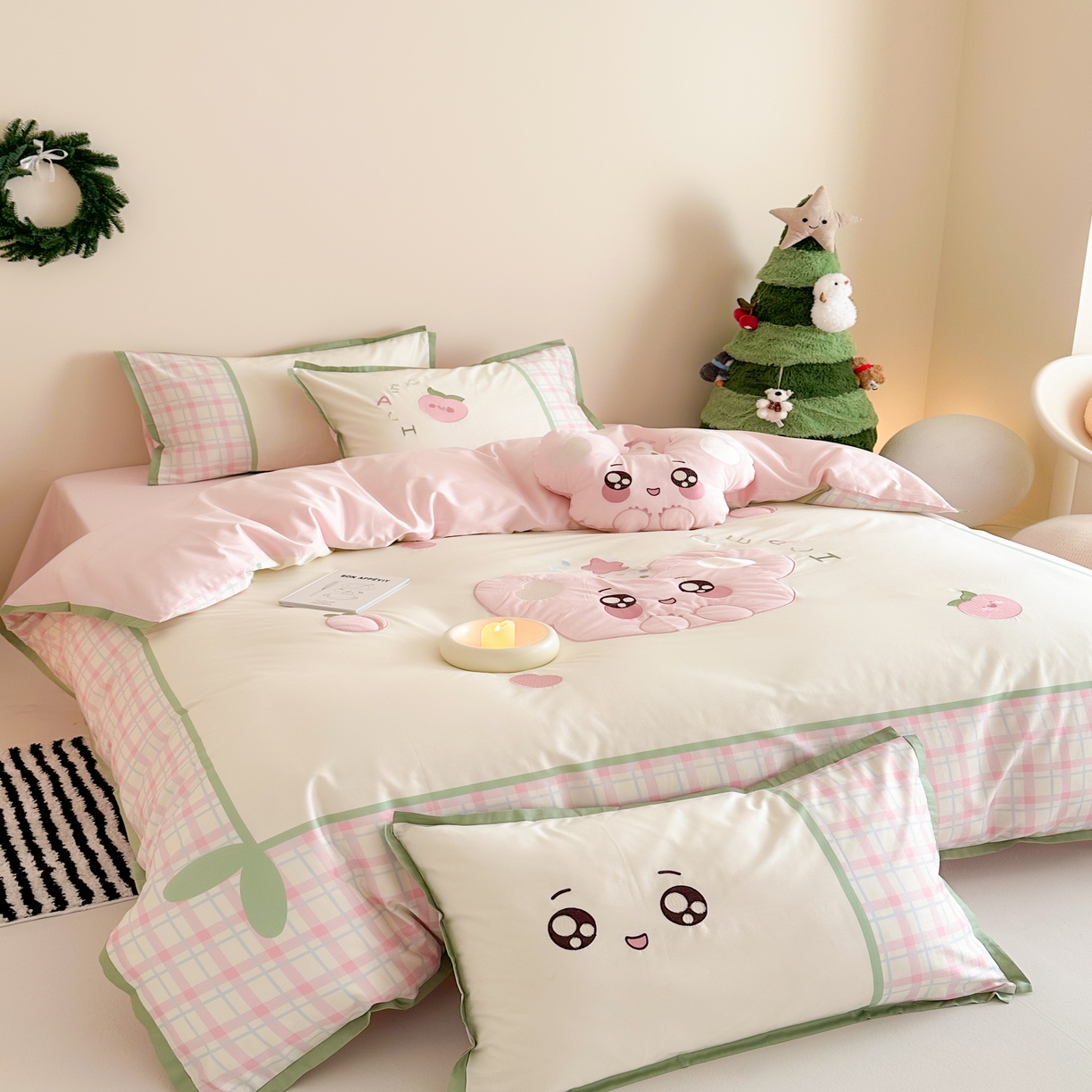 91家纺网 家纺一手货源 找家纺 （总）西西家居 2025新款100只澳棉长绒棉四件套-蜜桃啵啵