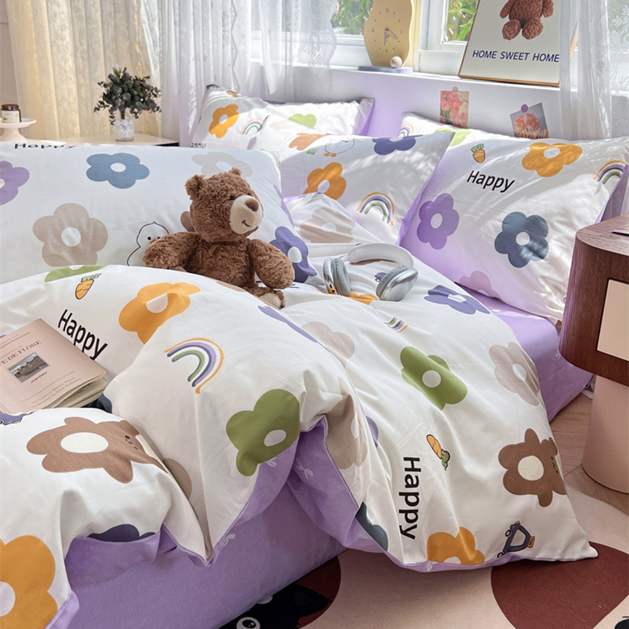 红馆 2025年全棉12868印花系列四件套 快乐熊