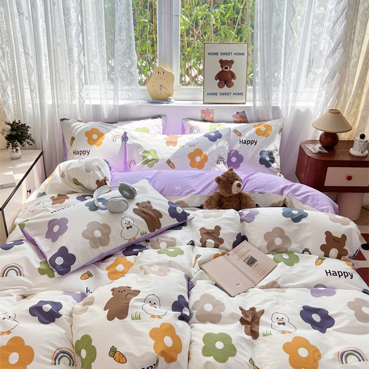 91家纺网 家纺一手货源 找家纺 红馆 2025年全棉12868印花系列四件套 快乐熊