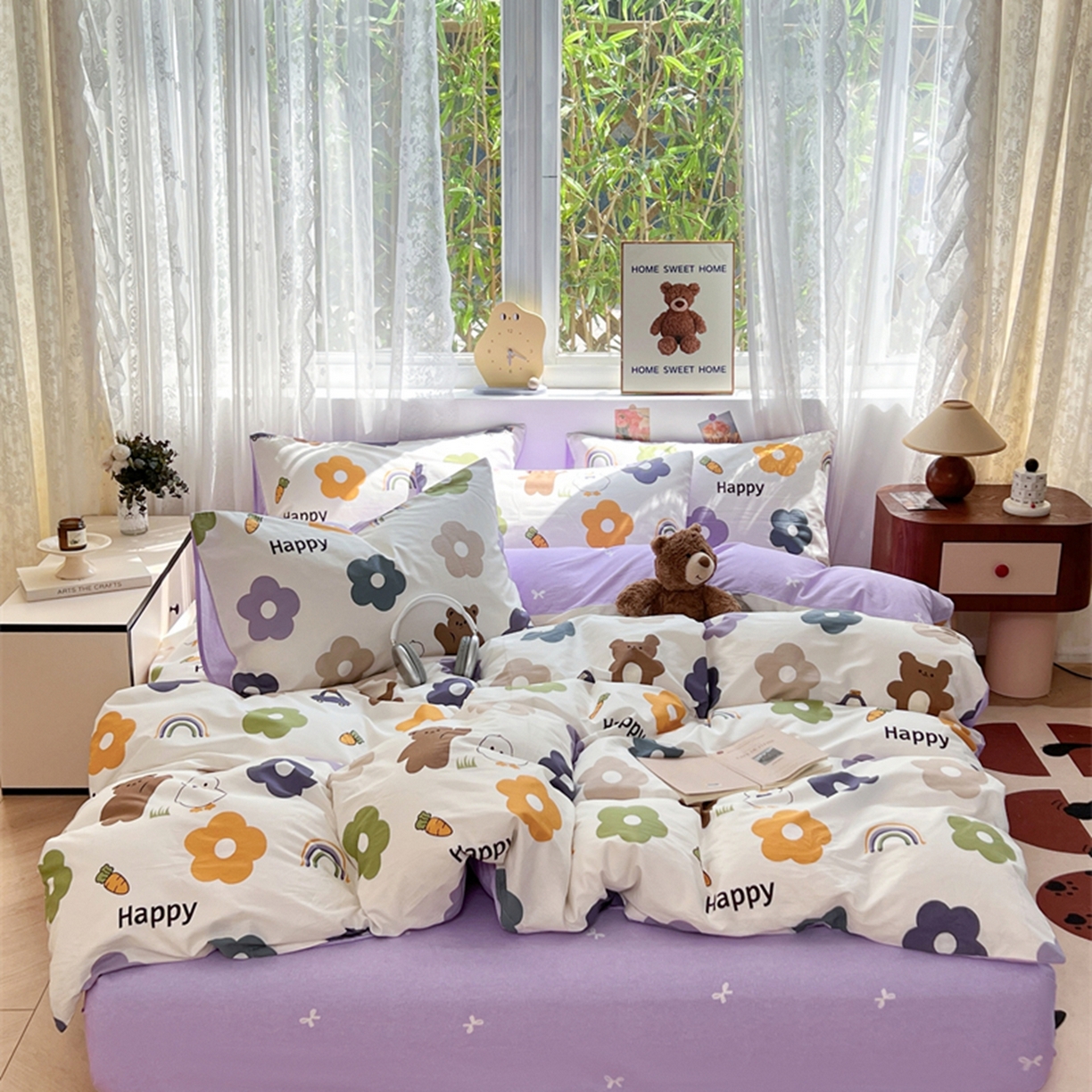 91家纺网 家纺一手货源 找家纺 红馆 2025年全棉12868印花系列四件套 快乐熊