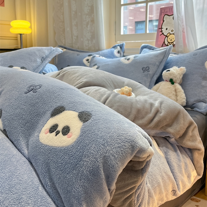 91家纺网 家纺一手货源 找家纺 （总）川悦生活 2025新款立体雪花绒印花大床四件套系列一场景二