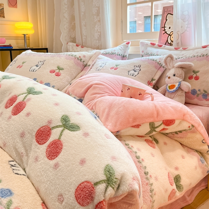 91家纺网 家纺一手货源 找家纺 （总）川悦生活 2025新款立体雪花绒印花大床四件套系列一场景二