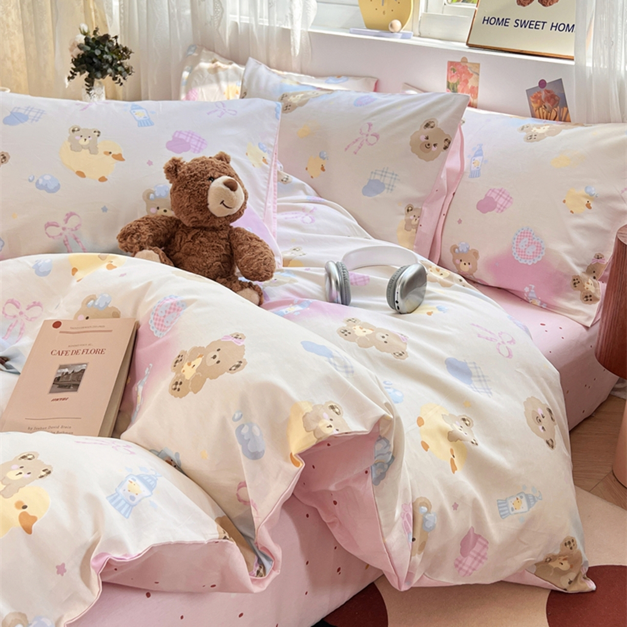 91家纺网 家纺一手货源 找家纺 红馆 2025年全棉12868印花系列四件套 萌萌泡泡浴