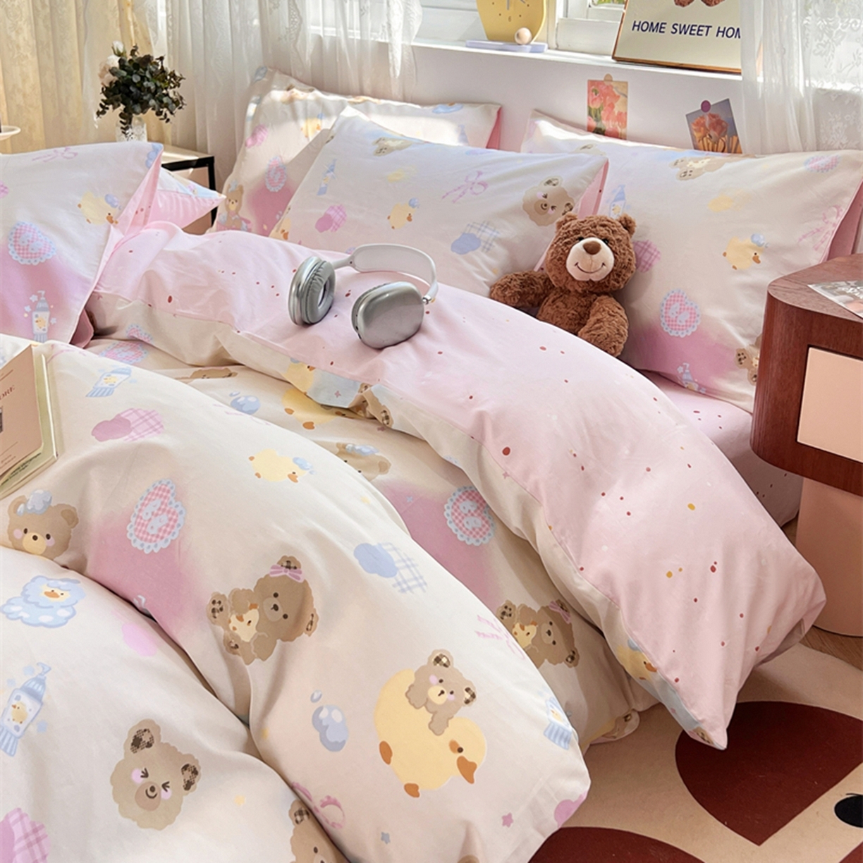 91家纺网 家纺一手货源 找家纺 红馆 2025年全棉12868印花系列四件套 萌萌泡泡浴