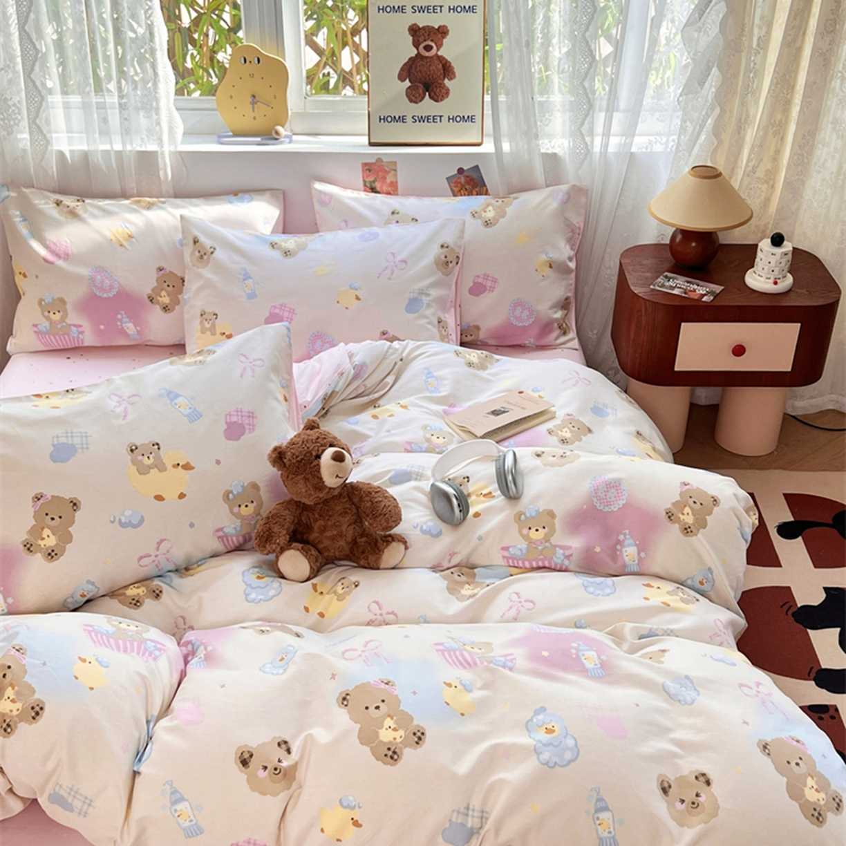 91家纺网 家纺一手货源 找家纺 红馆 2025年全棉12868印花系列四件套 萌萌泡泡浴