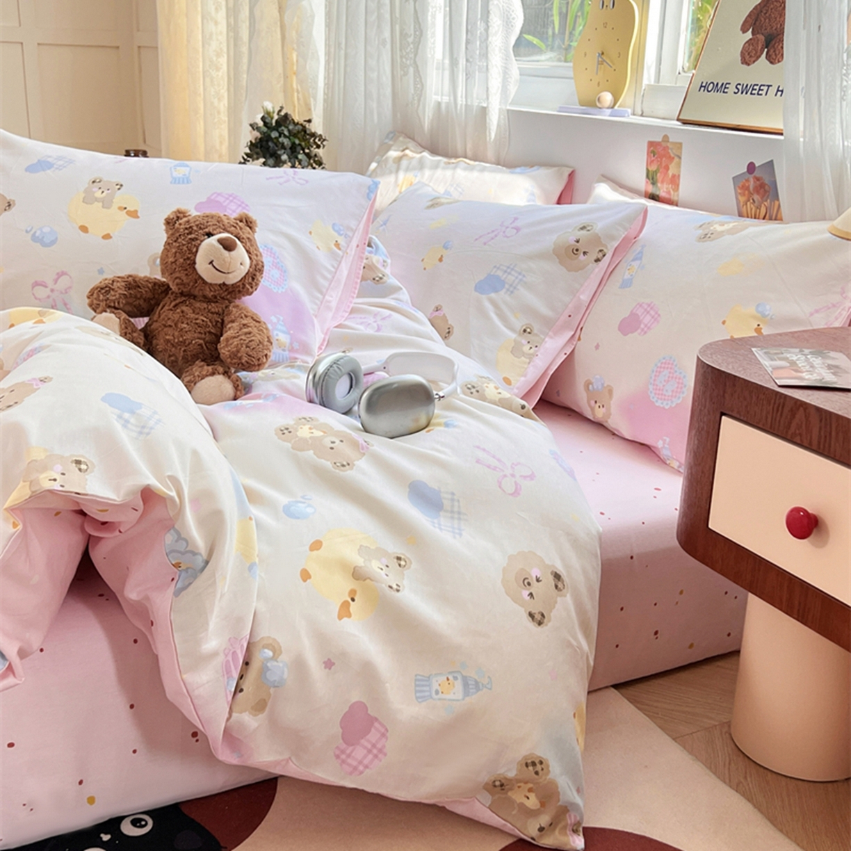 91家纺网 家纺一手货源 找家纺 红馆 2025年全棉12868印花系列四件套 萌萌泡泡浴