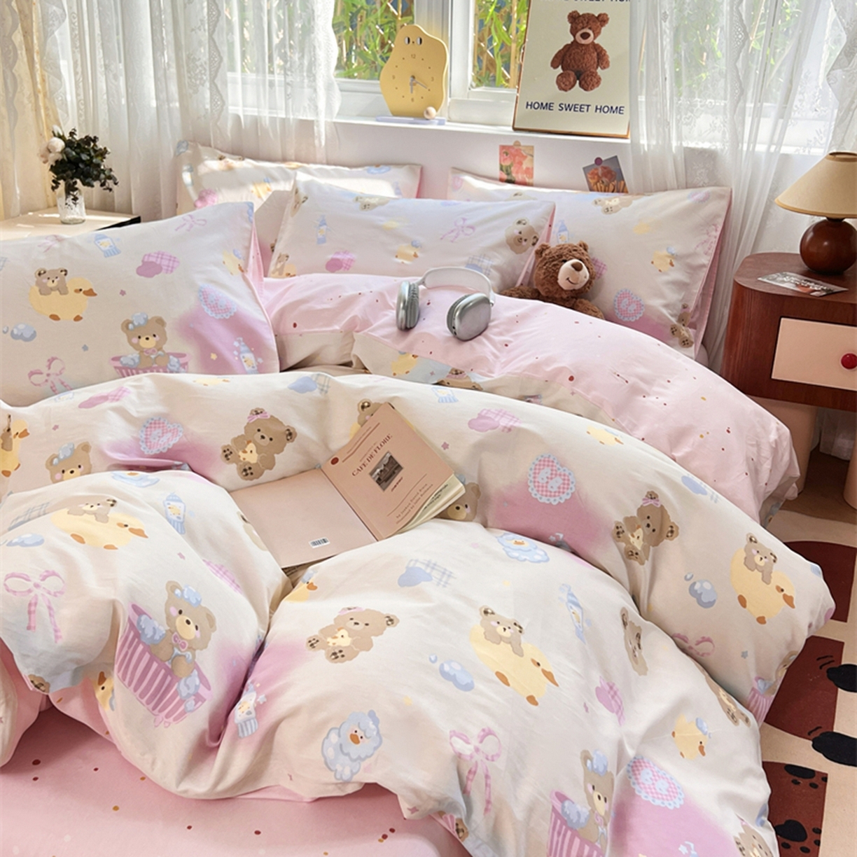 91家纺网 家纺一手货源 找家纺 红馆 2025年全棉12868印花系列四件套 萌萌泡泡浴