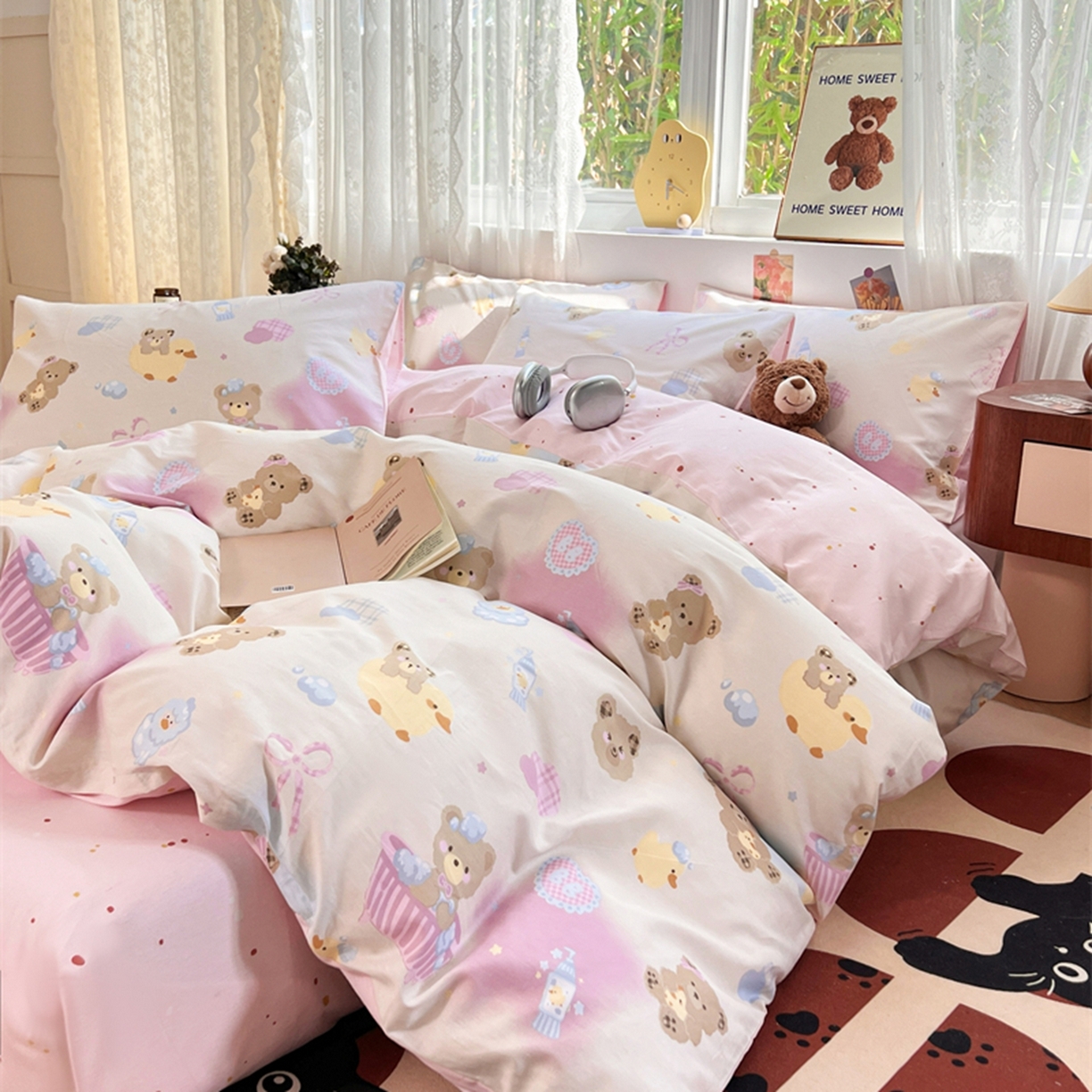 91家纺网 家纺一手货源 找家纺 红馆 2025年全棉12868印花系列四件套 萌萌泡泡浴