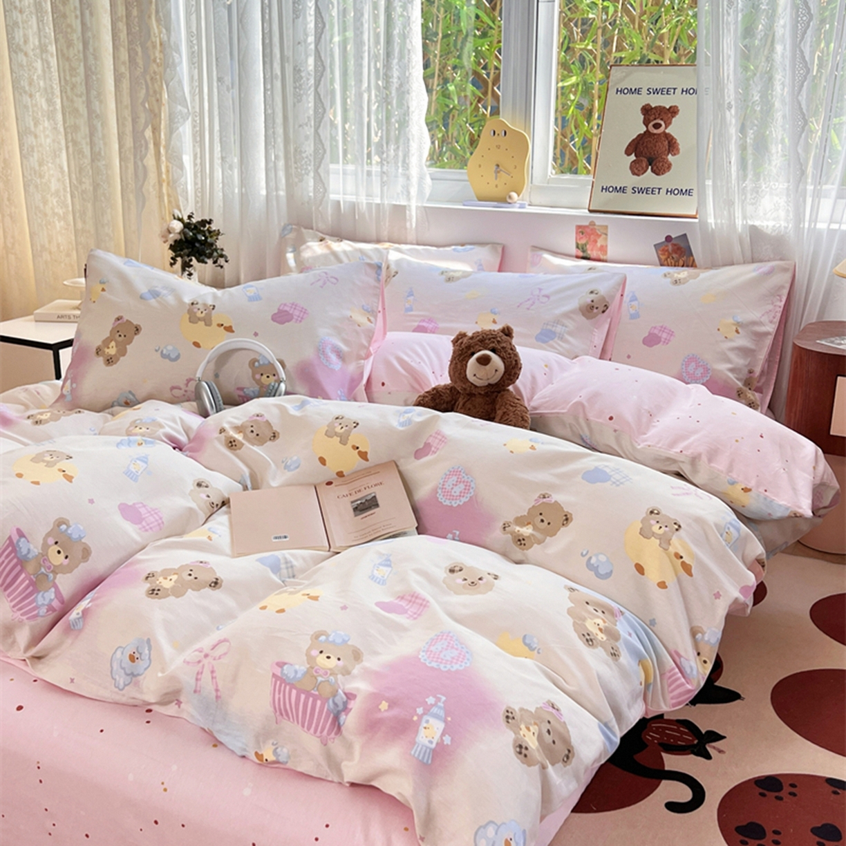 91家纺网 家纺一手货源 找家纺 红馆 2025年全棉12868印花系列四件套 萌萌泡泡浴