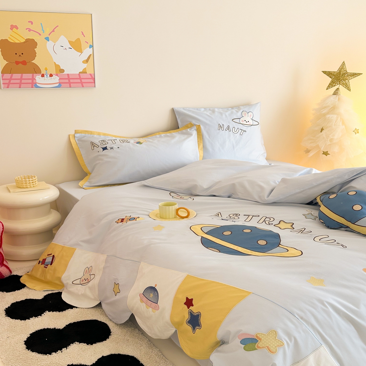 91家纺网 家纺一手货源 找家纺 （总）西西家居 2025新款100只澳棉长绒棉四件套-小星球