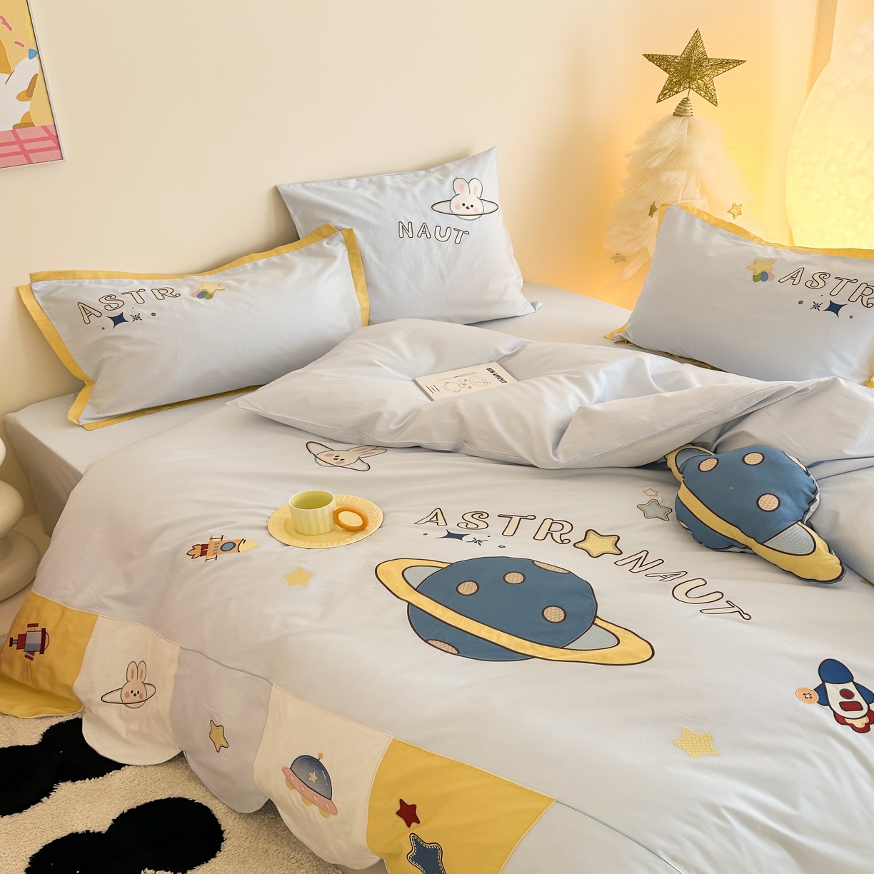 91家纺网 家纺一手货源 找家纺 （总）西西家居 2025新款100只澳棉长绒棉四件套-小星球