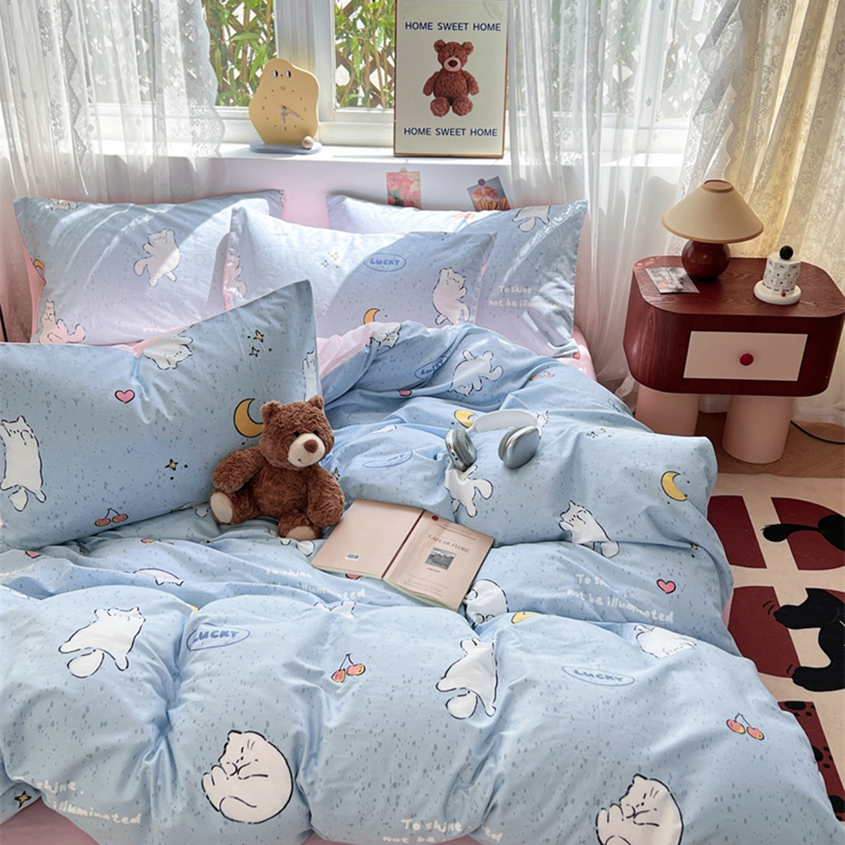 91家纺网 家纺一手货源 找家纺 红馆 2025年全棉12868印花系列四件套 顽皮猫