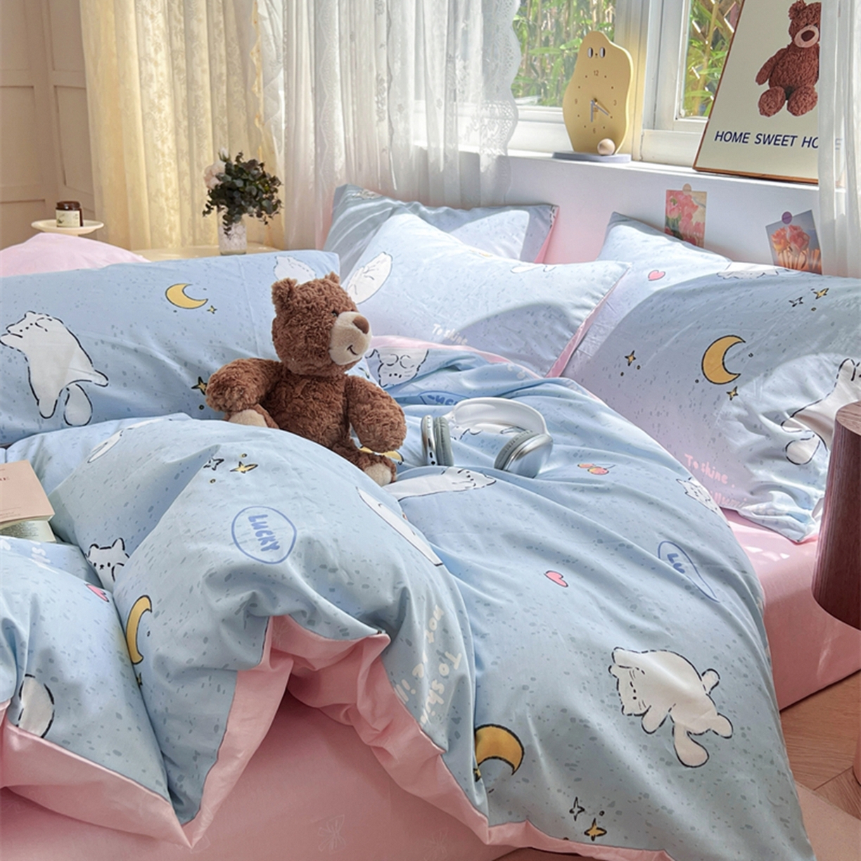 91家纺网 家纺一手货源 找家纺 红馆 2025年全棉12868印花系列四件套 顽皮猫