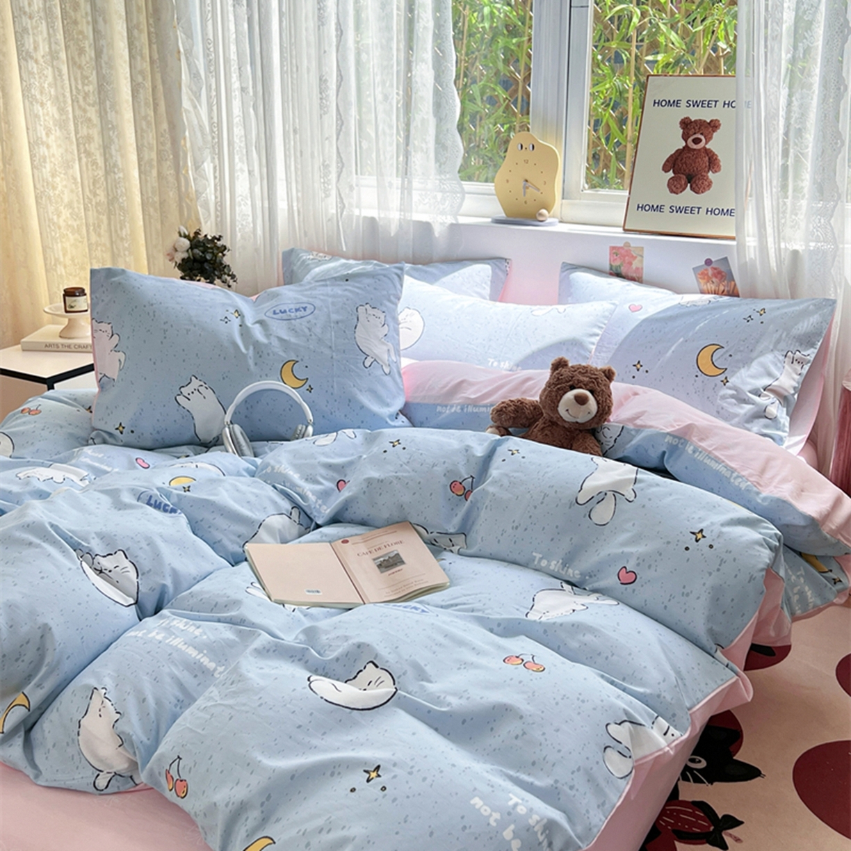 91家纺网 家纺一手货源 找家纺 红馆 2025年全棉12868印花系列四件套 顽皮猫