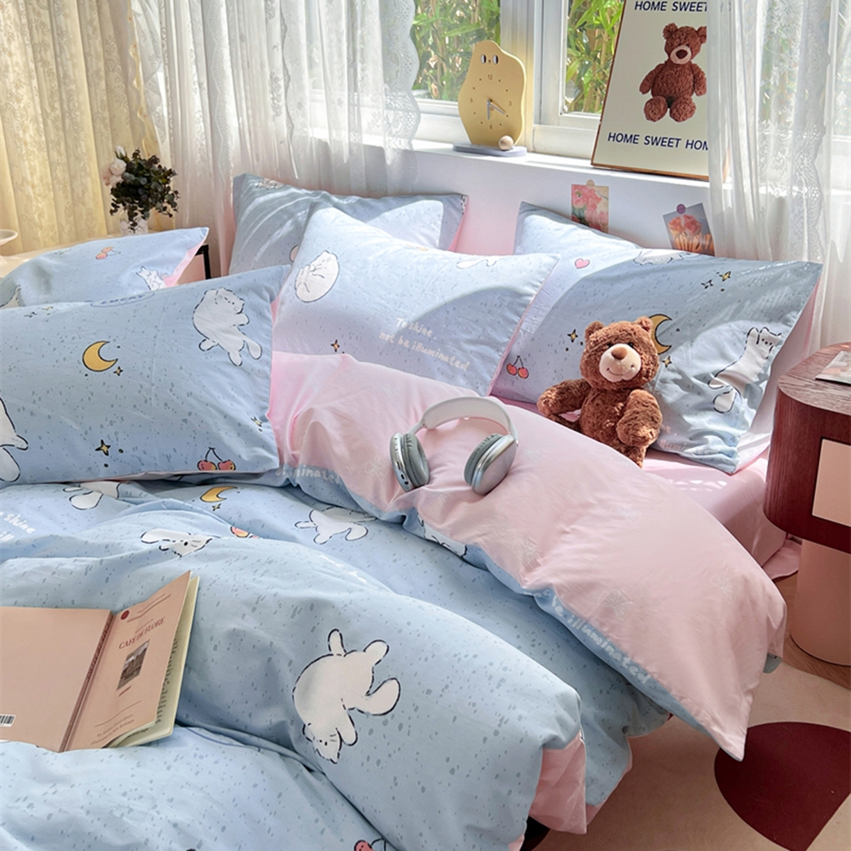 91家纺网 家纺一手货源 找家纺 红馆 2025年全棉12868印花系列四件套 顽皮猫