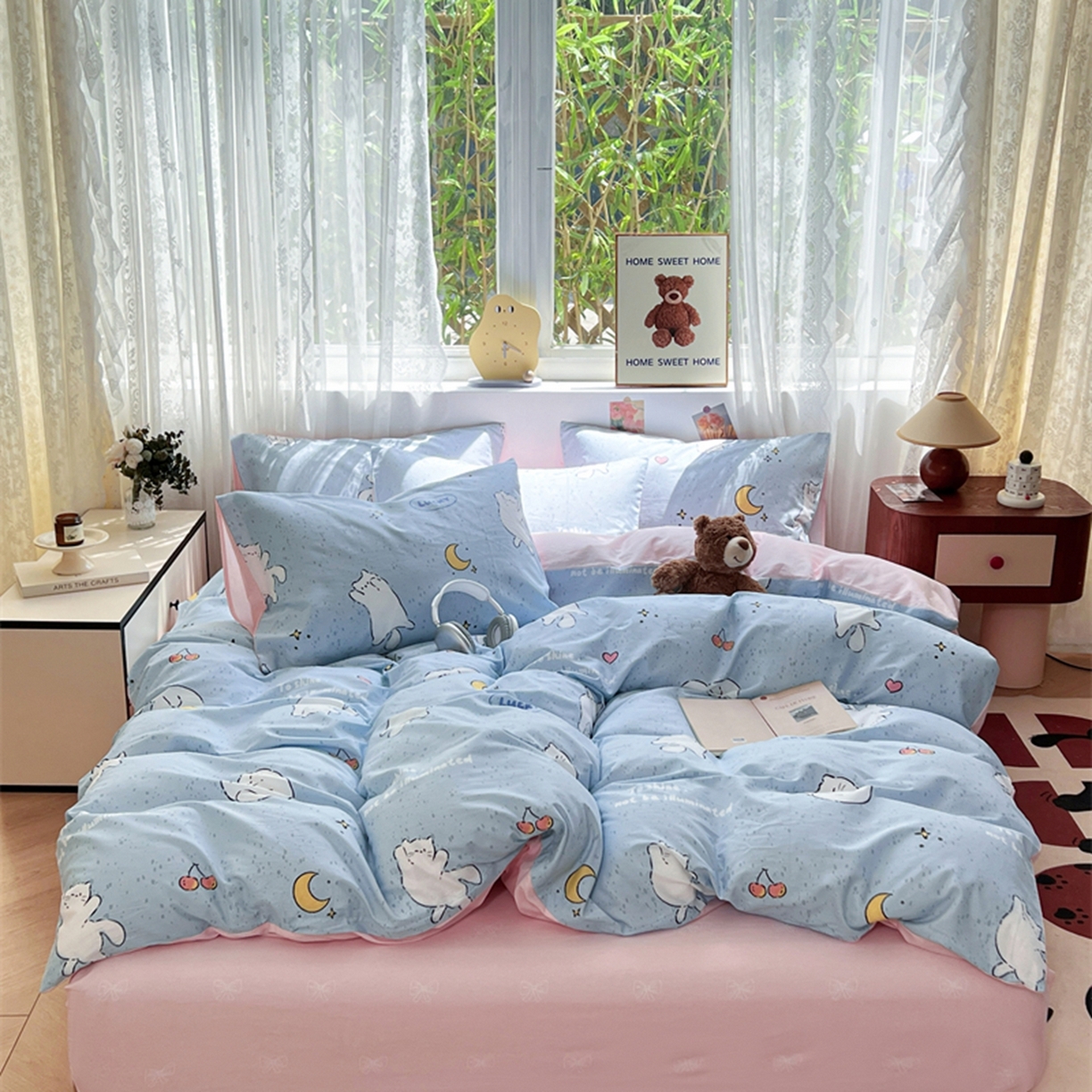 91家纺网 家纺一手货源 找家纺 红馆 2025年全棉12868印花系列四件套 顽皮猫