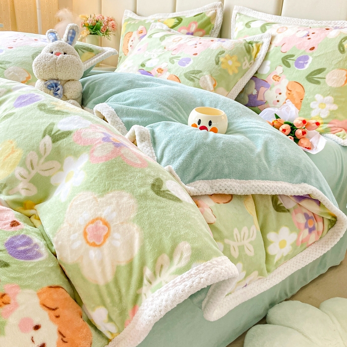 91家纺网 家纺一手货源 找家纺 （总）阿亮家纺 2025新款高克重大包边菠萝格牛奶绒活性印染四件套