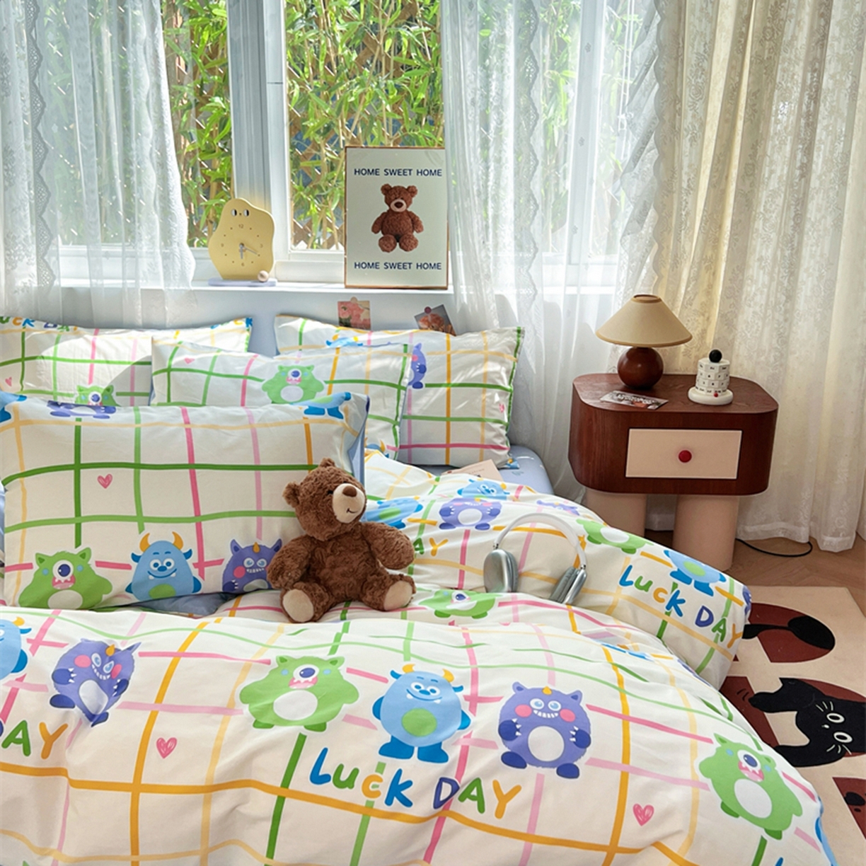 91家纺网 家纺一手货源 找家纺 红馆 2025年全棉12868印花系列四件套 小怪兽