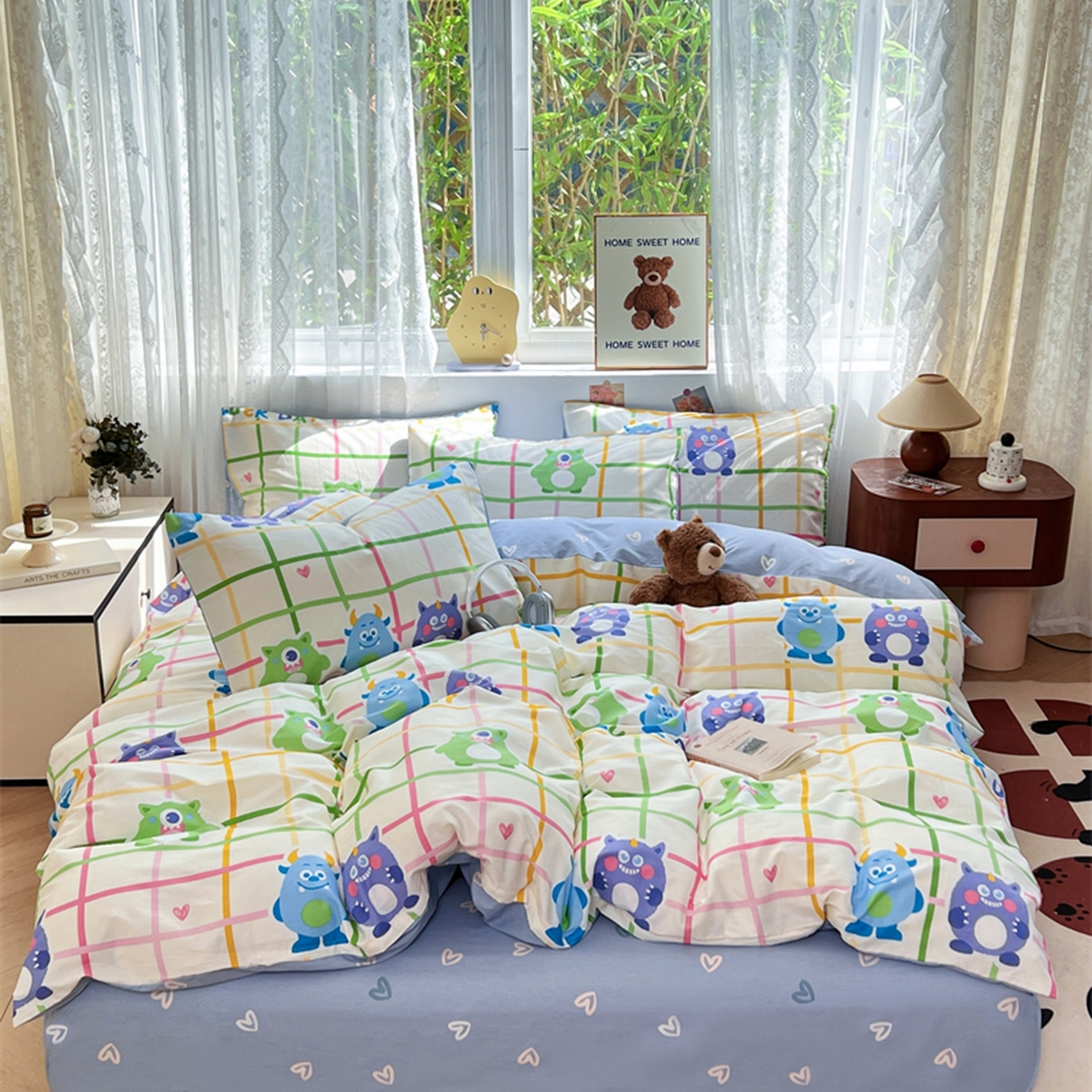 91家纺网 家纺一手货源 找家纺 红馆 2025年全棉12868印花系列四件套 小怪兽