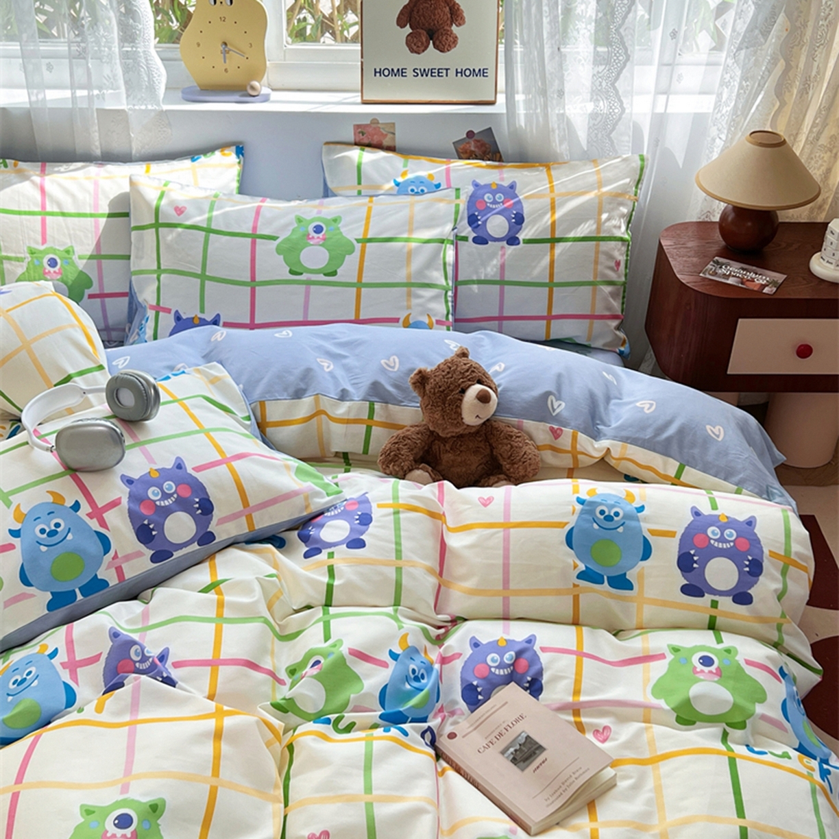 91家纺网 家纺一手货源 找家纺 红馆 2025年全棉12868印花系列四件套 小怪兽