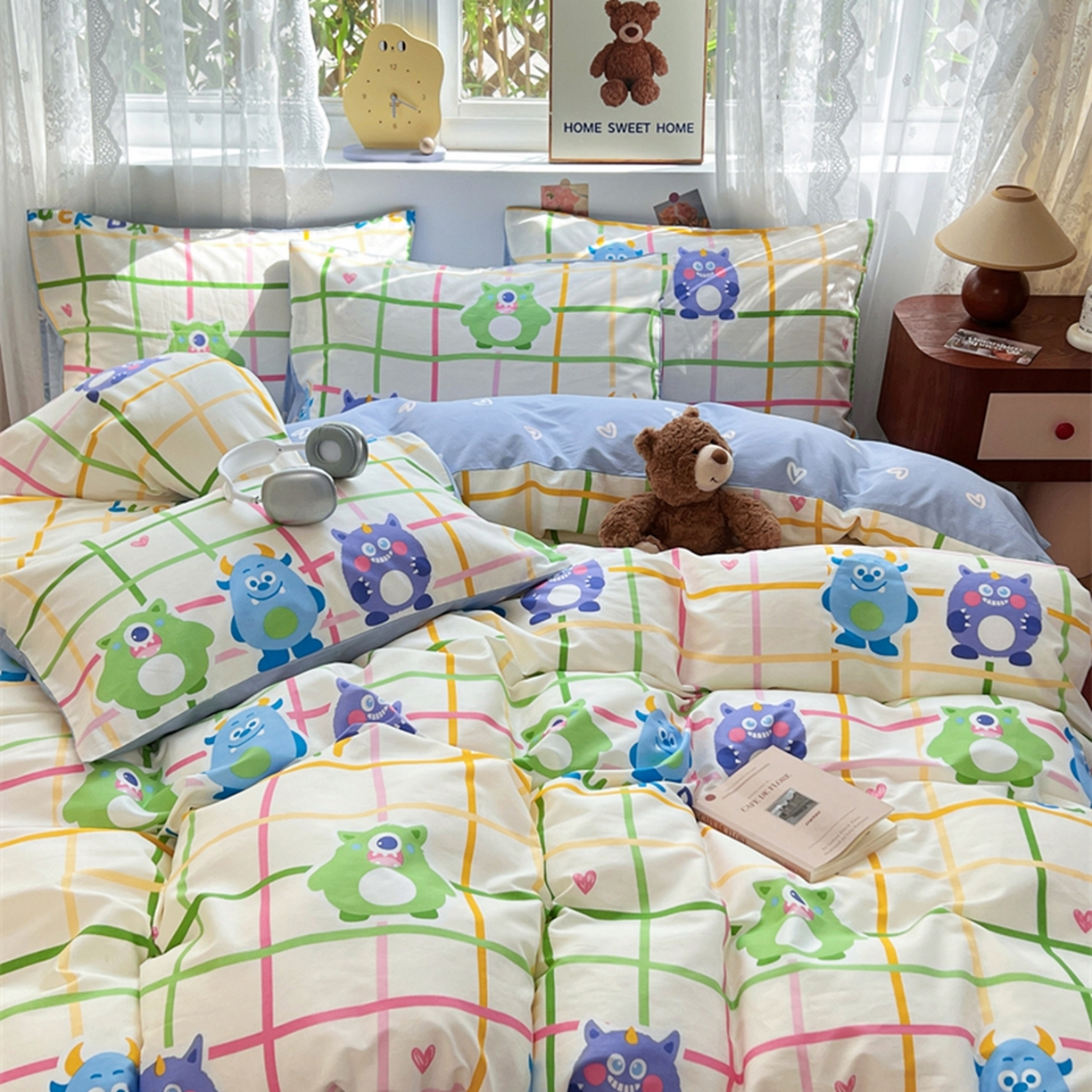 91家纺网 家纺一手货源 找家纺 红馆 2025年全棉12868印花系列四件套 小怪兽