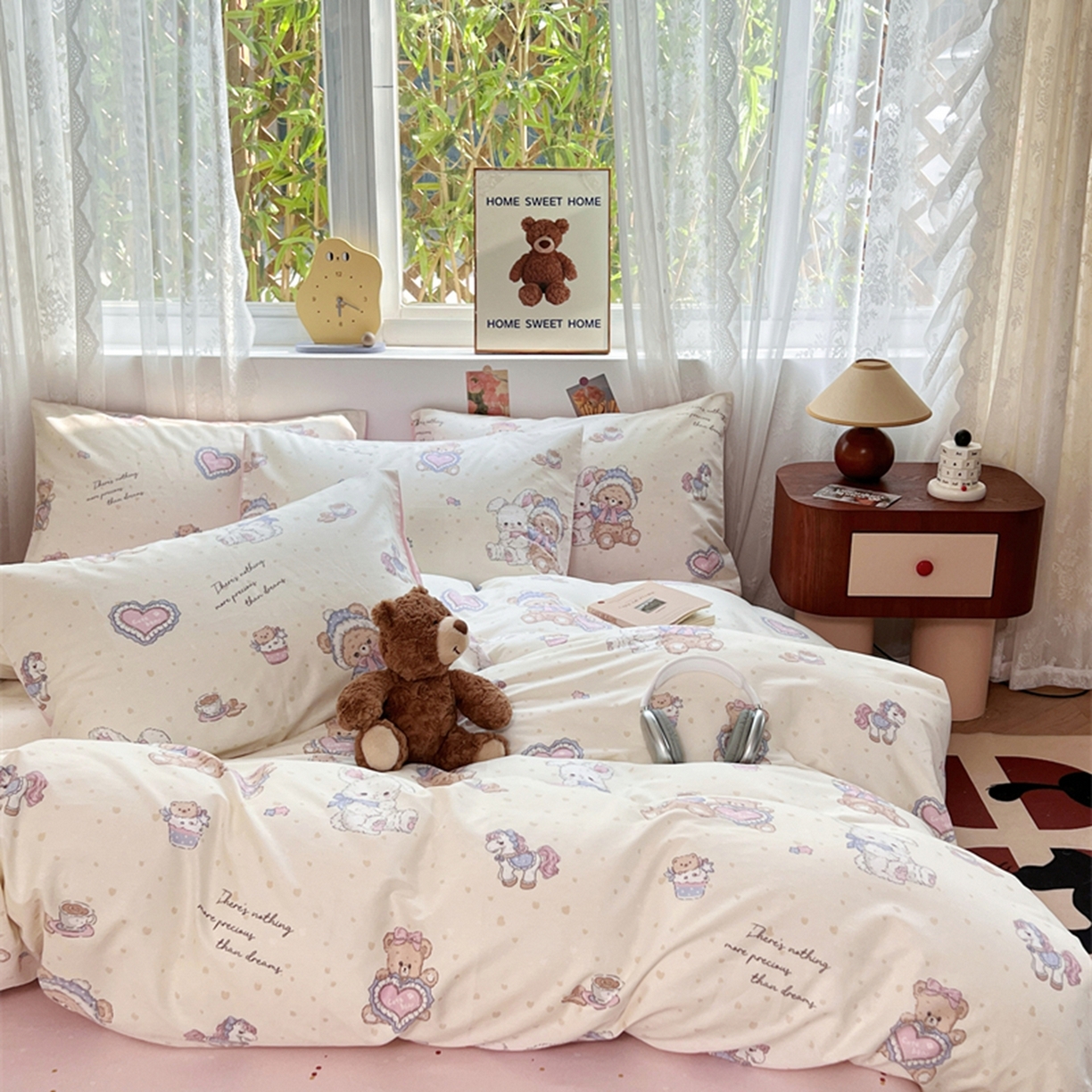 91家纺网 家纺一手货源 找家纺 红馆 2025年全棉12868印花系列四件套 椰果小熊