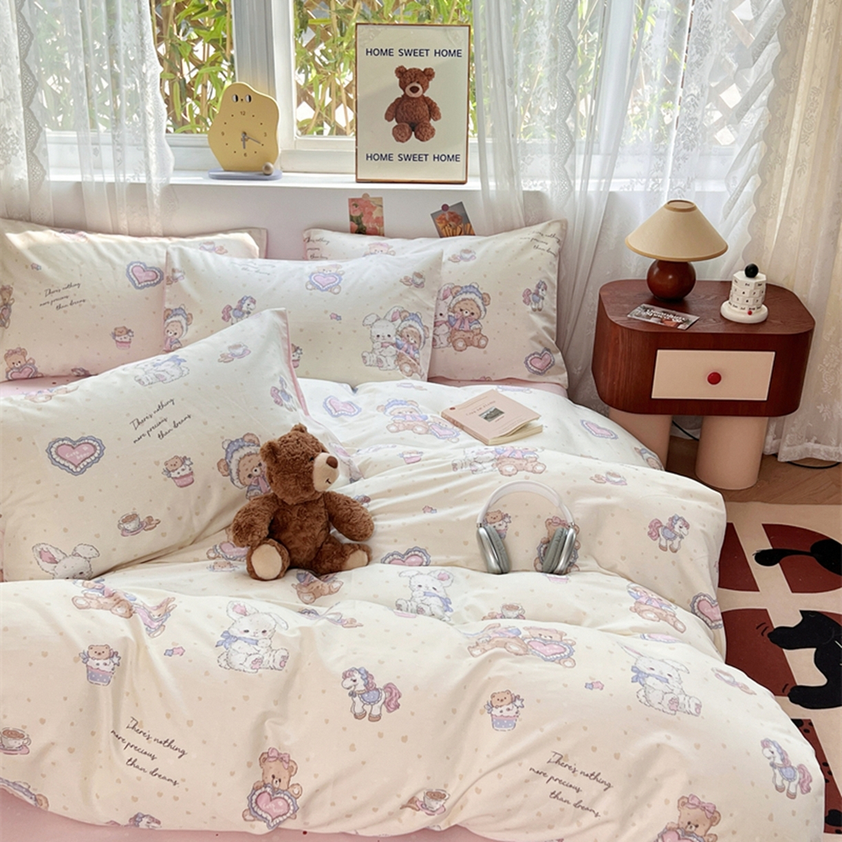 91家纺网 家纺一手货源 找家纺 红馆 2025年全棉12868印花系列四件套 椰果小熊