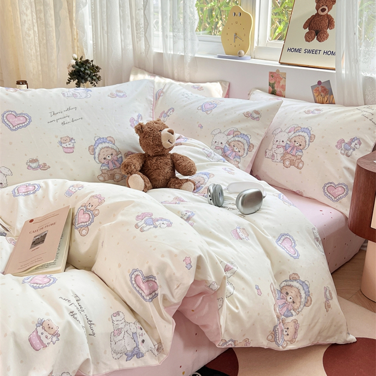 91家纺网 家纺一手货源 找家纺 红馆 2025年全棉12868印花系列四件套 椰果小熊