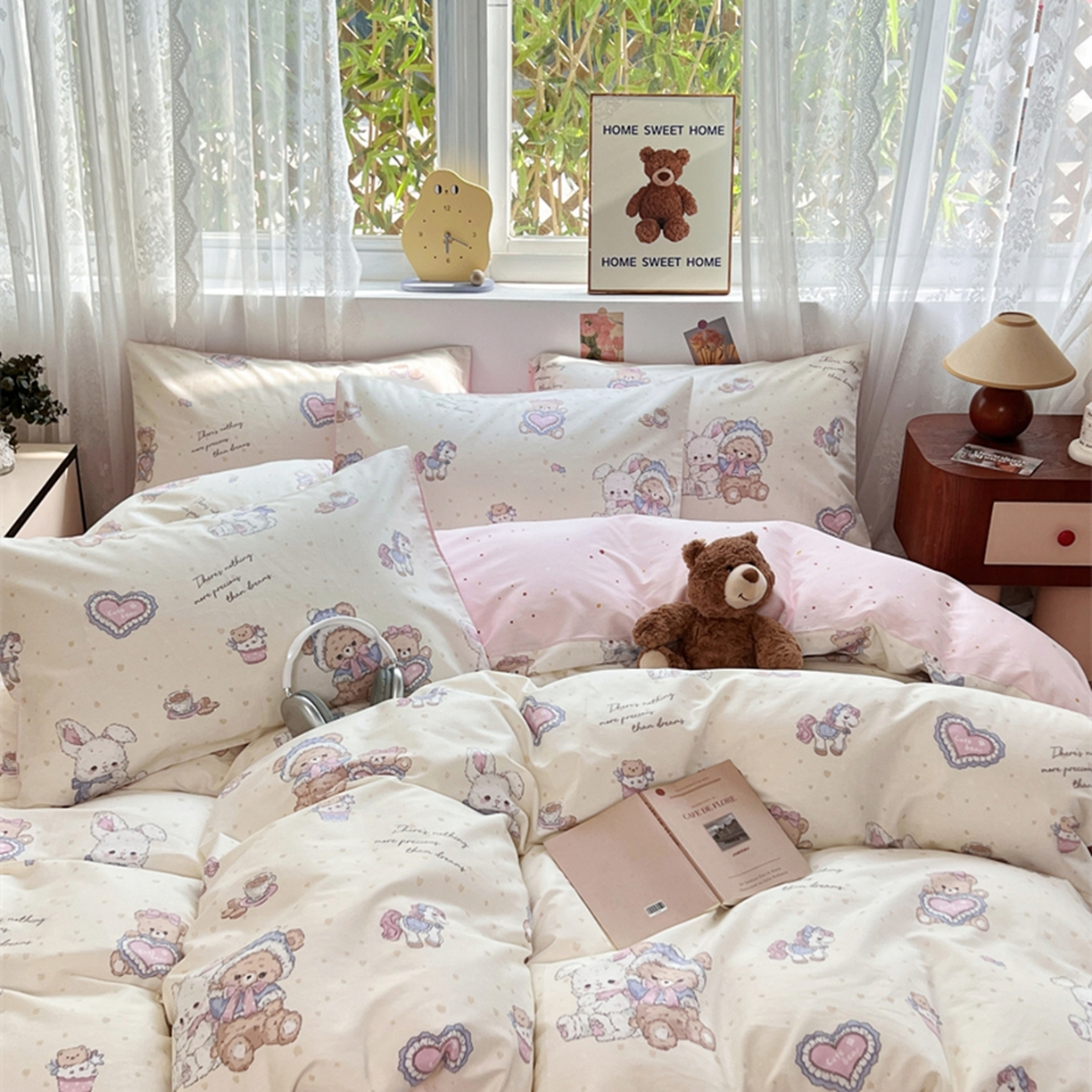 91家纺网 家纺一手货源 找家纺 红馆 2025年全棉12868印花系列四件套 椰果小熊