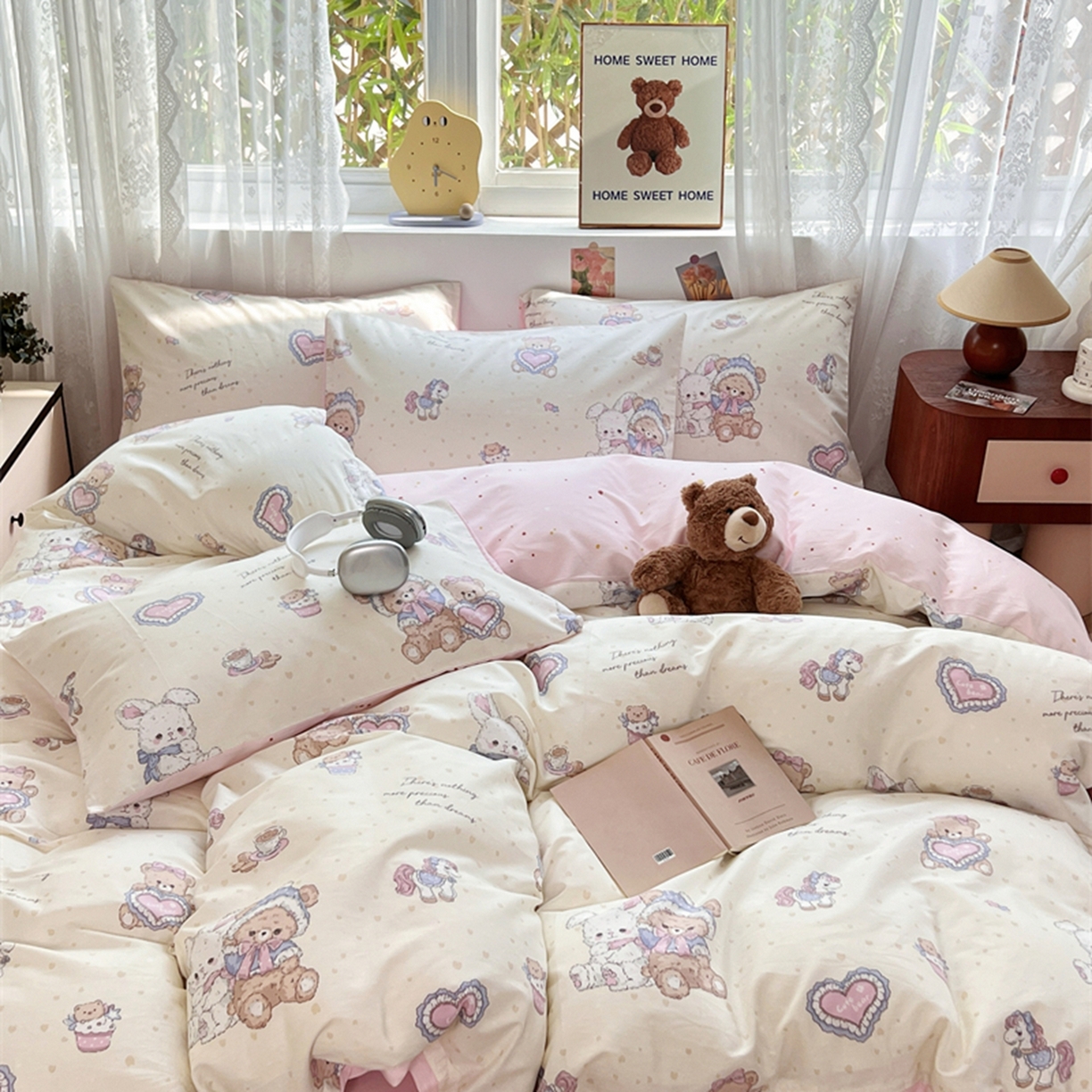 91家纺网 家纺一手货源 找家纺 红馆 2025年全棉12868印花系列四件套 椰果小熊