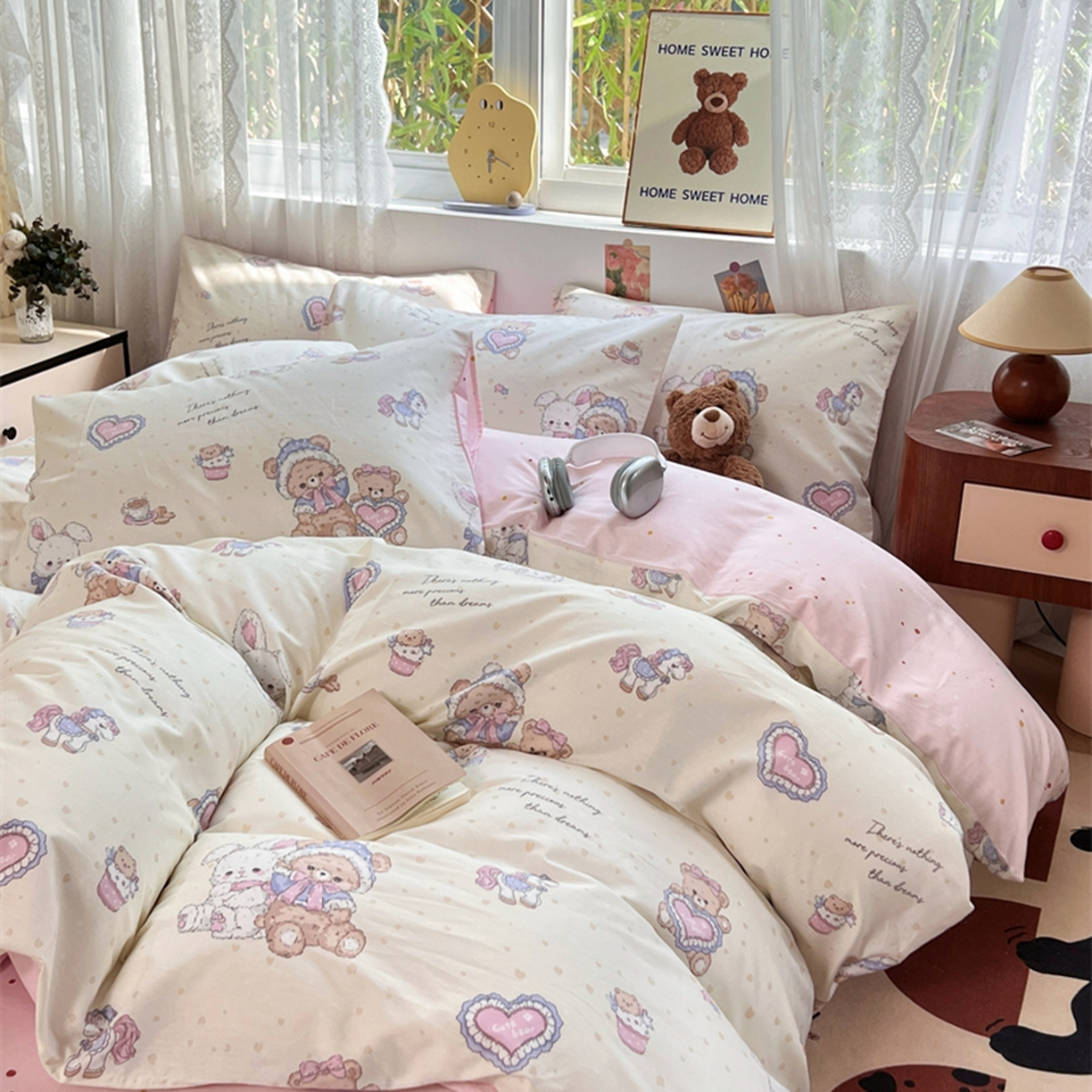 91家纺网 家纺一手货源 找家纺 红馆 2025年全棉12868印花系列四件套 椰果小熊