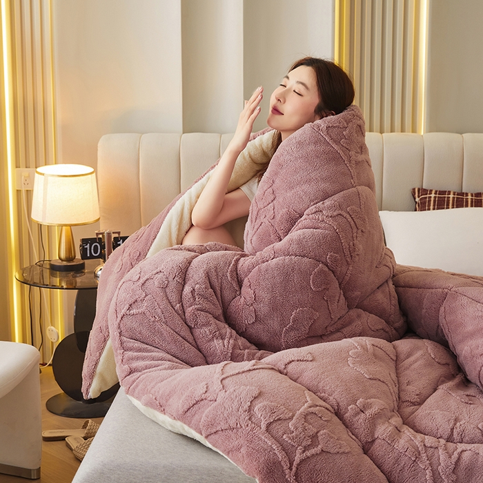 91家纺网 家纺一手货源 找家纺 （总）悦然毛巾被 2025新款舒棉绒大提花冬被冬用保暖加厚被子被芯