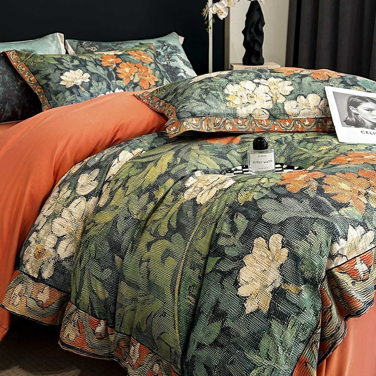 91家纺网 家纺一手货源 找家纺 花沐家居 2025新款宽边轻奢亲肤棉四件套 阑梦