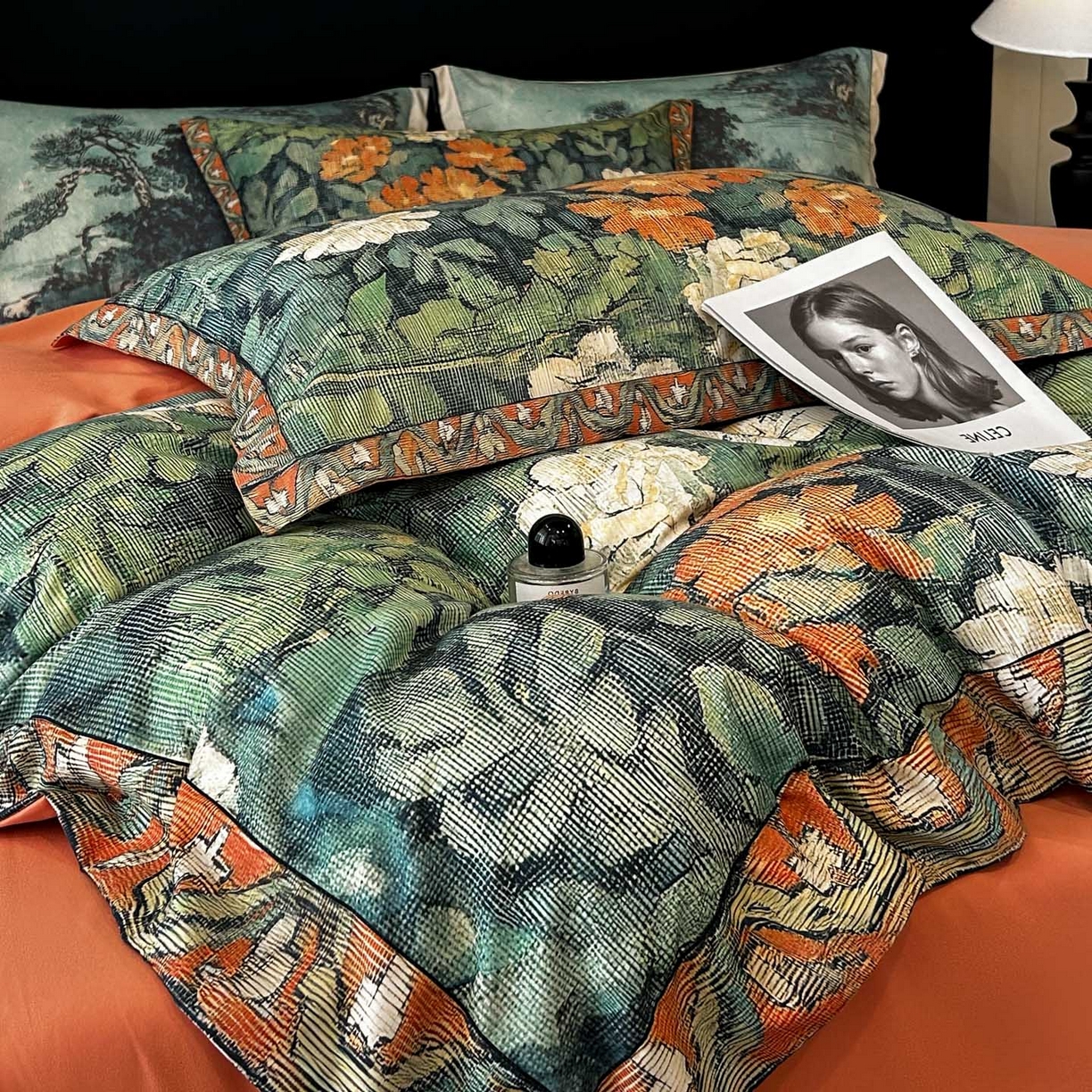 91家纺网 家纺一手货源 找家纺 花沐家居 2025新款宽边轻奢亲肤棉四件套 阑梦