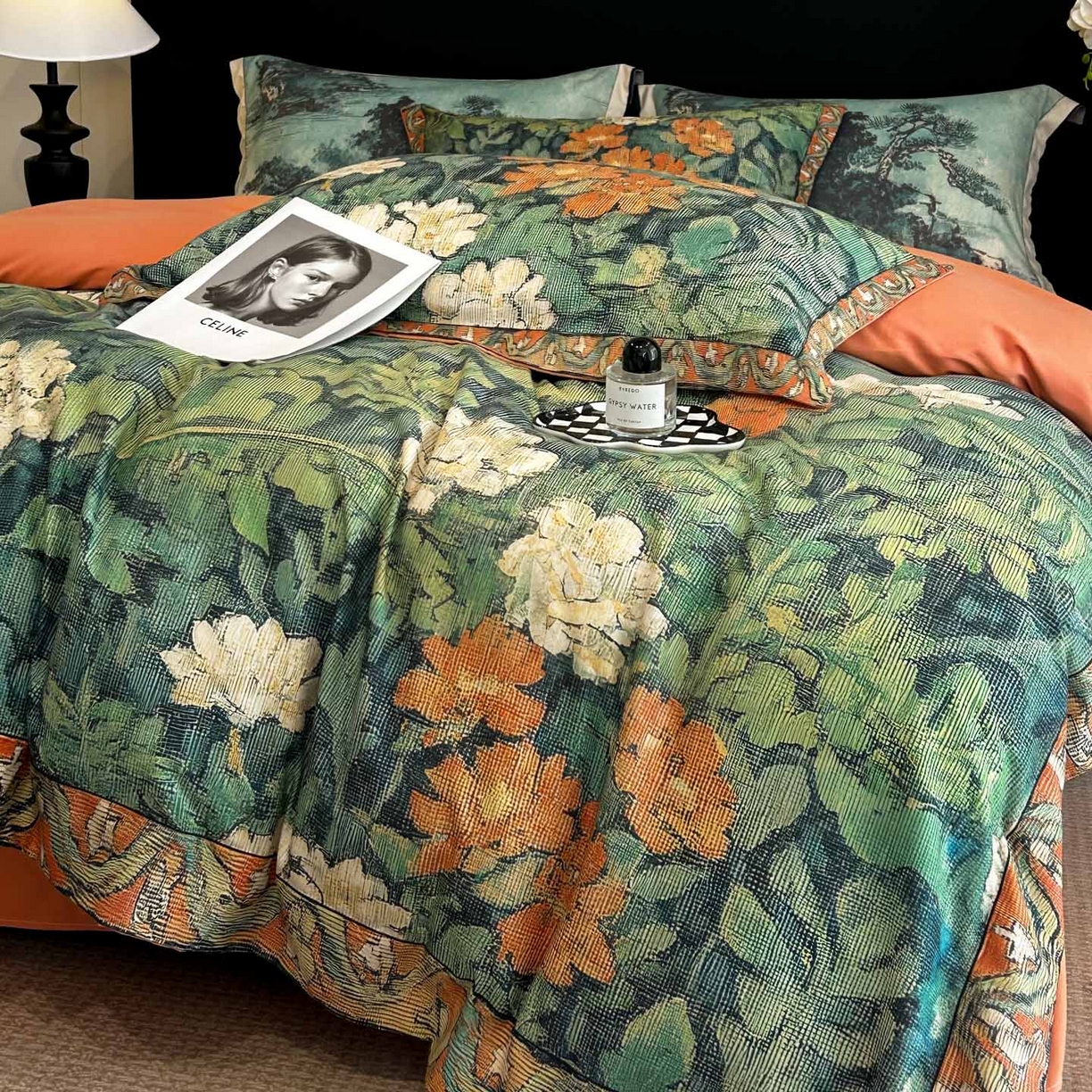 91家纺网 家纺一手货源 找家纺 花沐家居 2025新款宽边轻奢亲肤棉四件套 阑梦