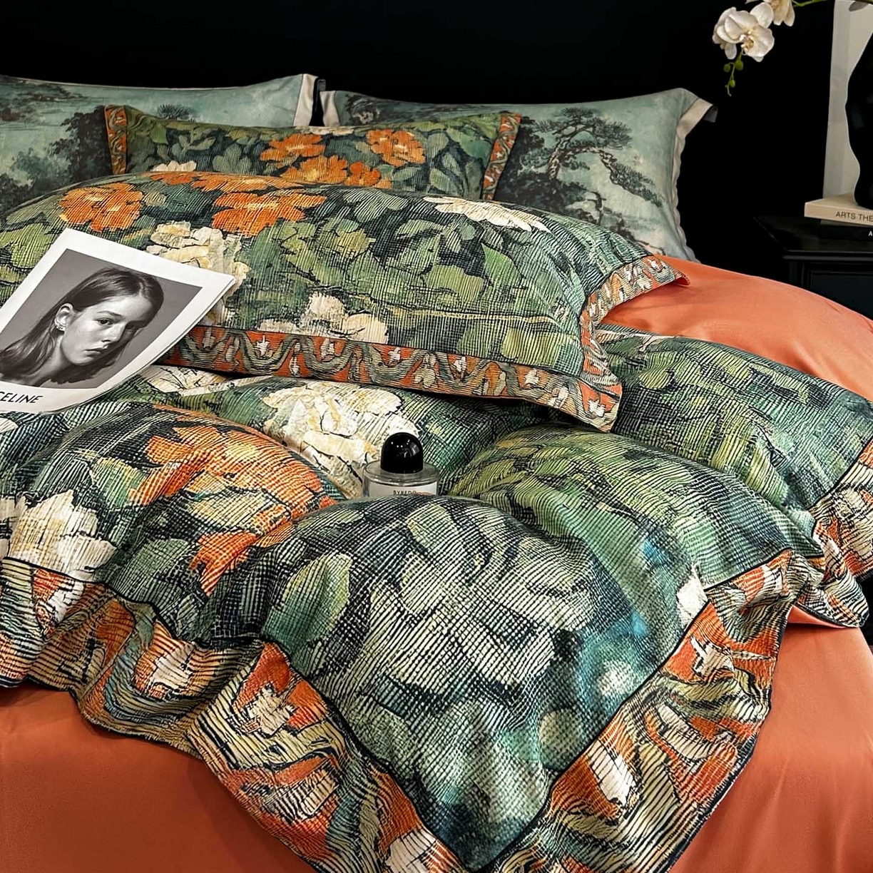 91家纺网 家纺一手货源 找家纺 花沐家居 2025新款宽边轻奢亲肤棉四件套 阑梦