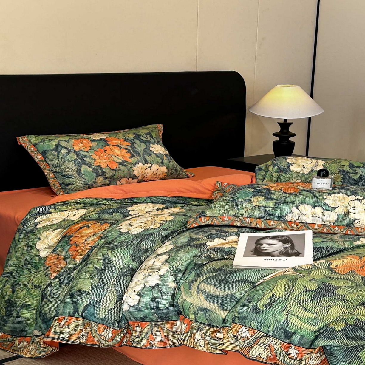 91家纺网 家纺一手货源 找家纺 花沐家居 2025新款宽边轻奢亲肤棉四件套 阑梦