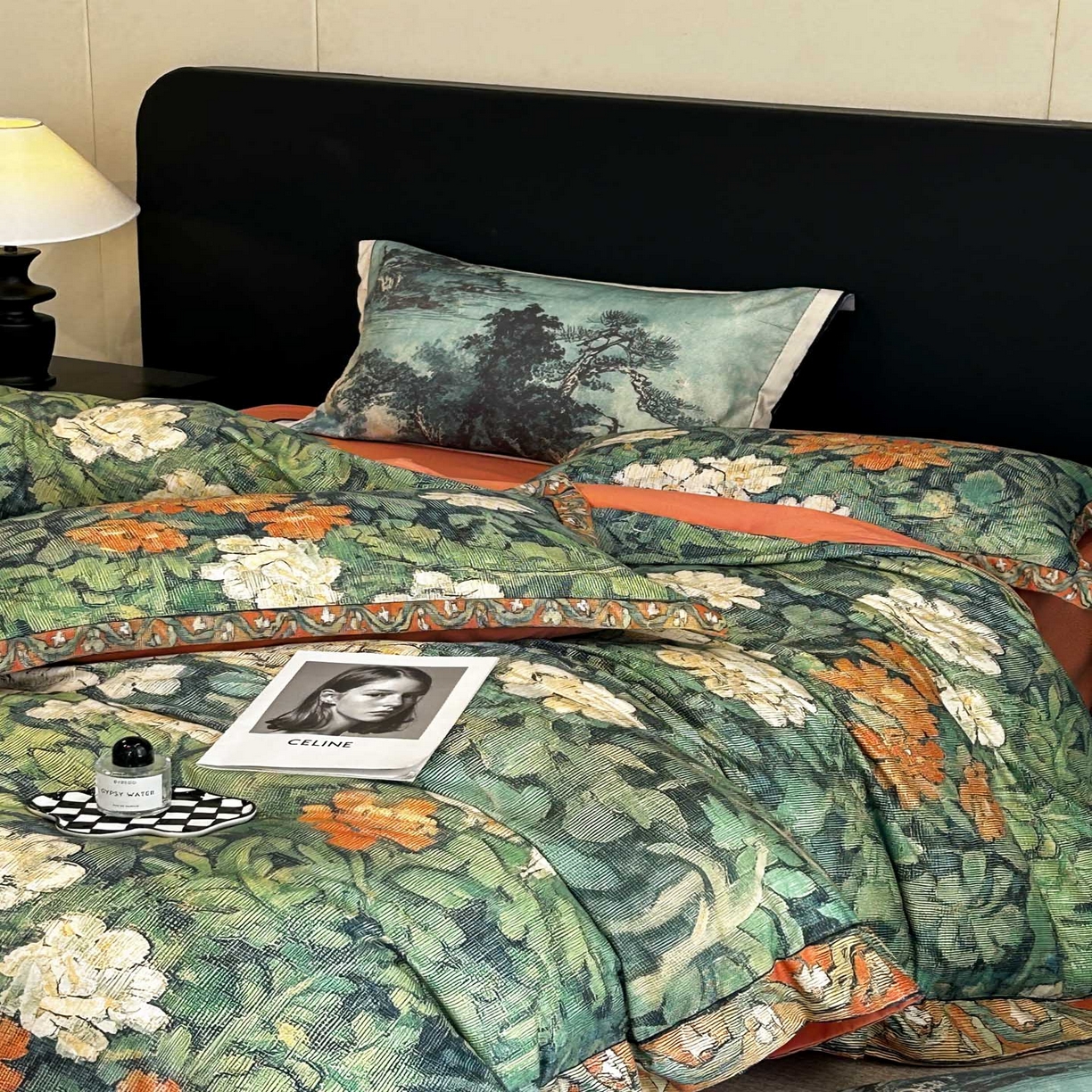 91家纺网 家纺一手货源 找家纺 花沐家居 2025新款宽边轻奢亲肤棉四件套 阑梦