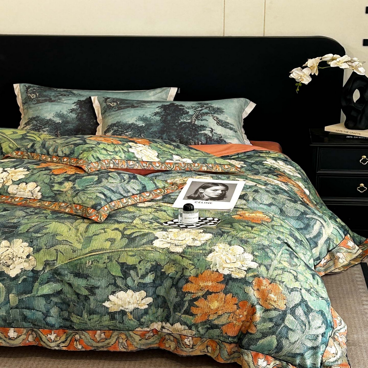 91家纺网 家纺一手货源 找家纺 花沐家居 2025新款宽边轻奢亲肤棉四件套 阑梦